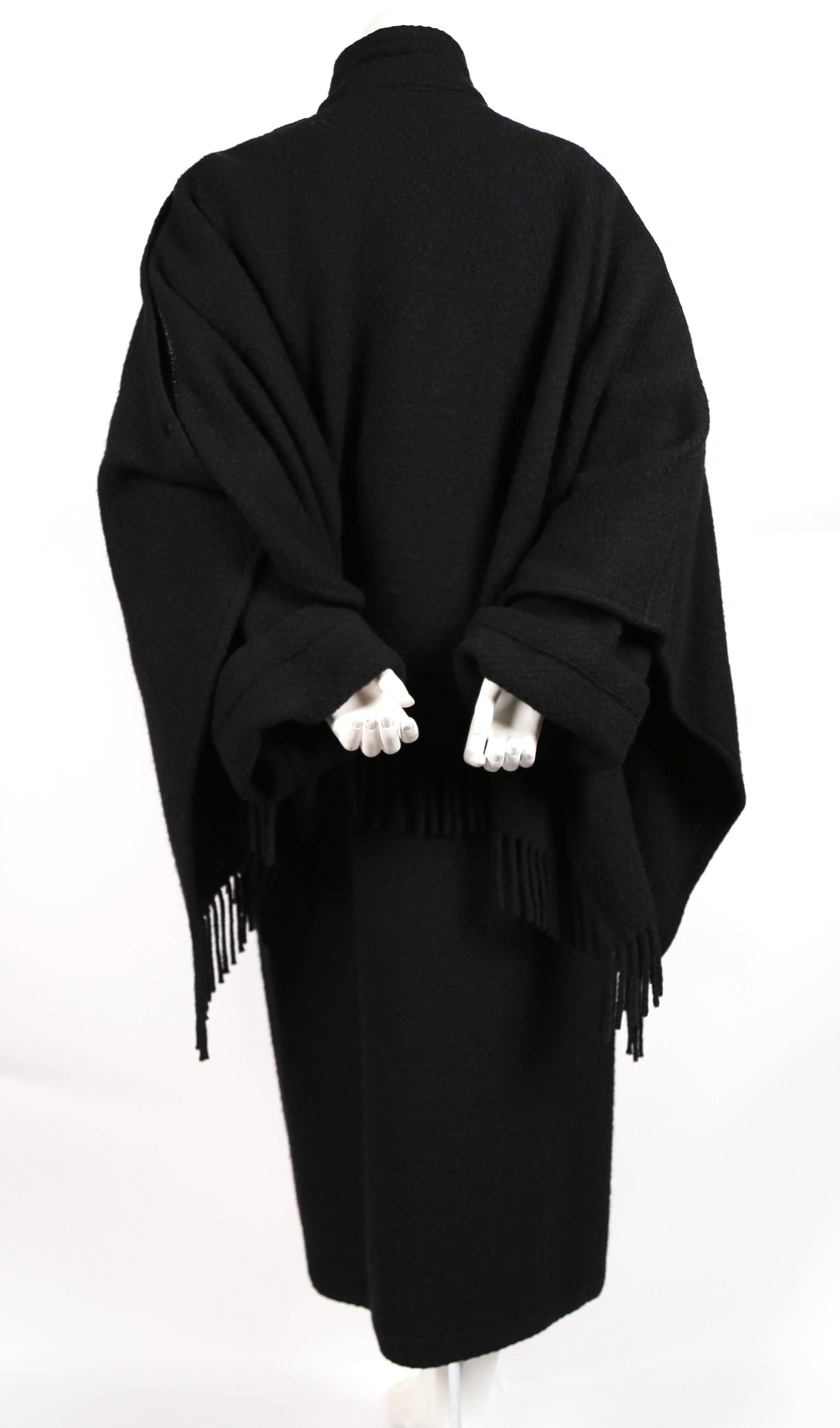 1980's JEAN-CHARLES DE CASTELBAJAC black cape coat with fringe 2