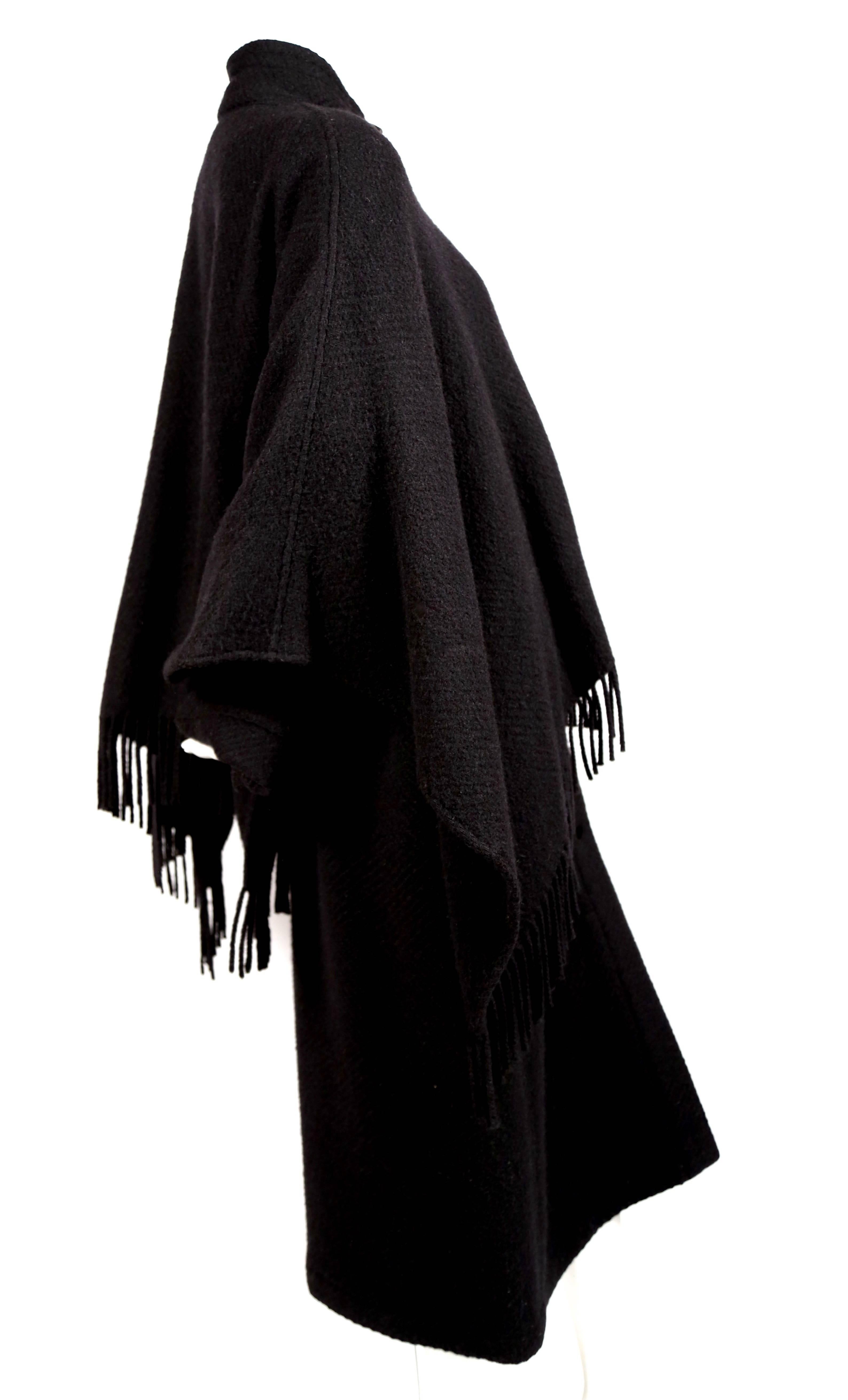 Women's 1980's JEAN-CHARLES DE CASTELBAJAC black cape coat with fringe