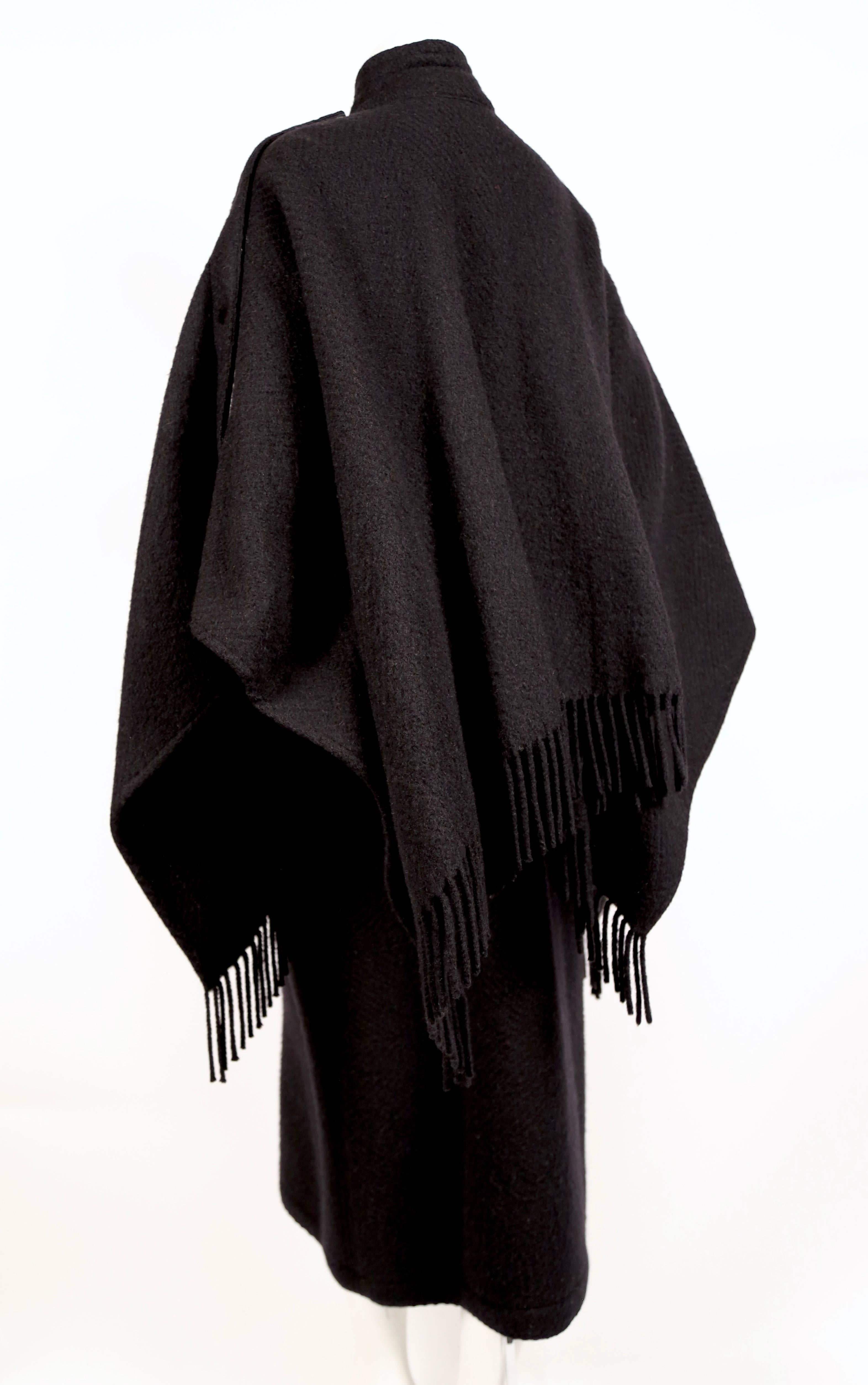 1980's JEAN-CHARLES DE CASTELBAJAC black cape coat with fringe 1