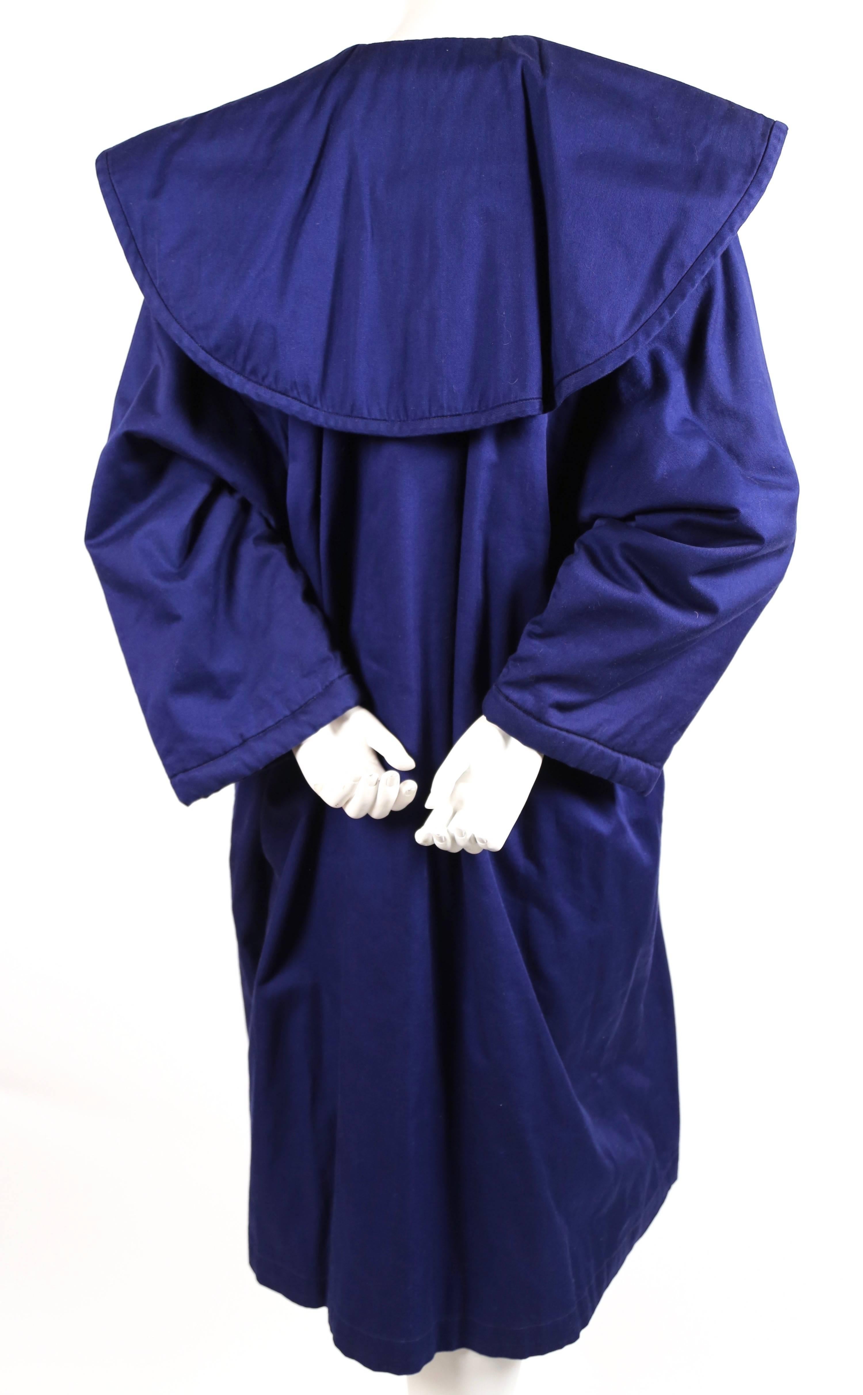Women's or Men's 1980's COMME DES GARCONS 'China' blue cotton coat with frog closures