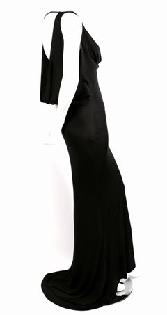 Alexander McQueen black draped bias cut dress with chain detail, 2000s
