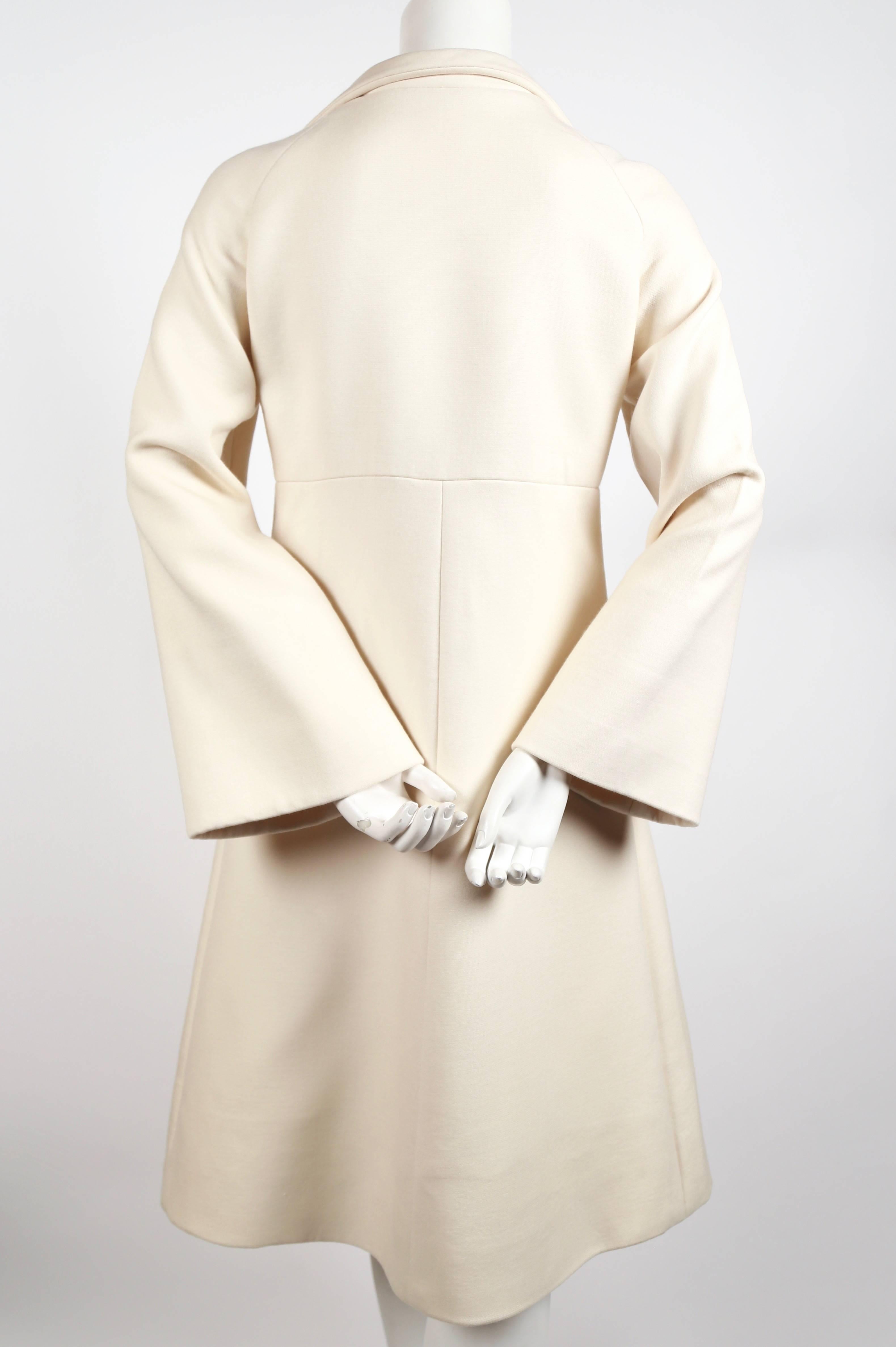 Beige Pierre Cardin Haute Couture cream wool coat, 1970s 