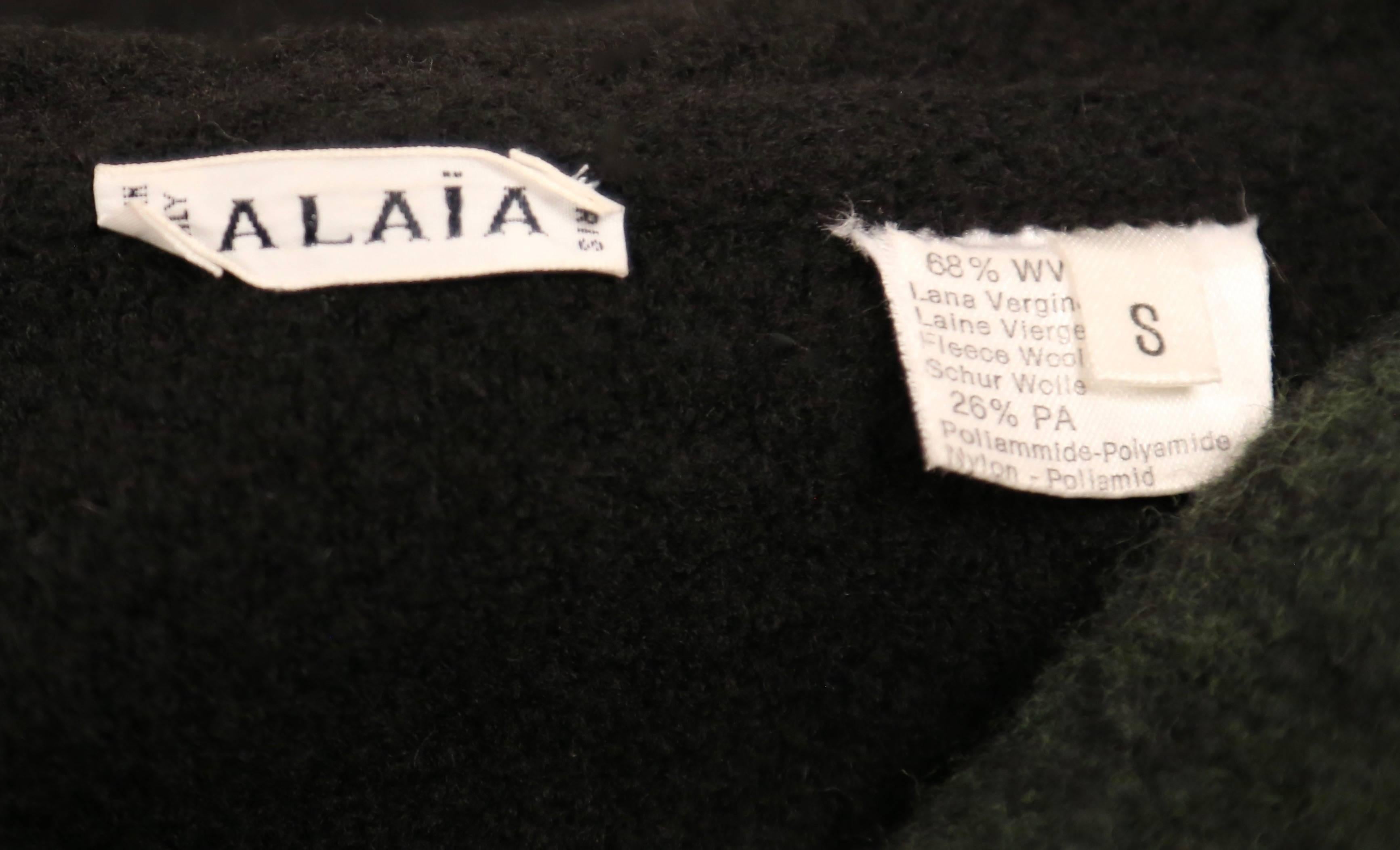 Azzedine Alaia navy blue and green wool cardigan sweater, 1994 In Excellent Condition In San Fransisco, CA