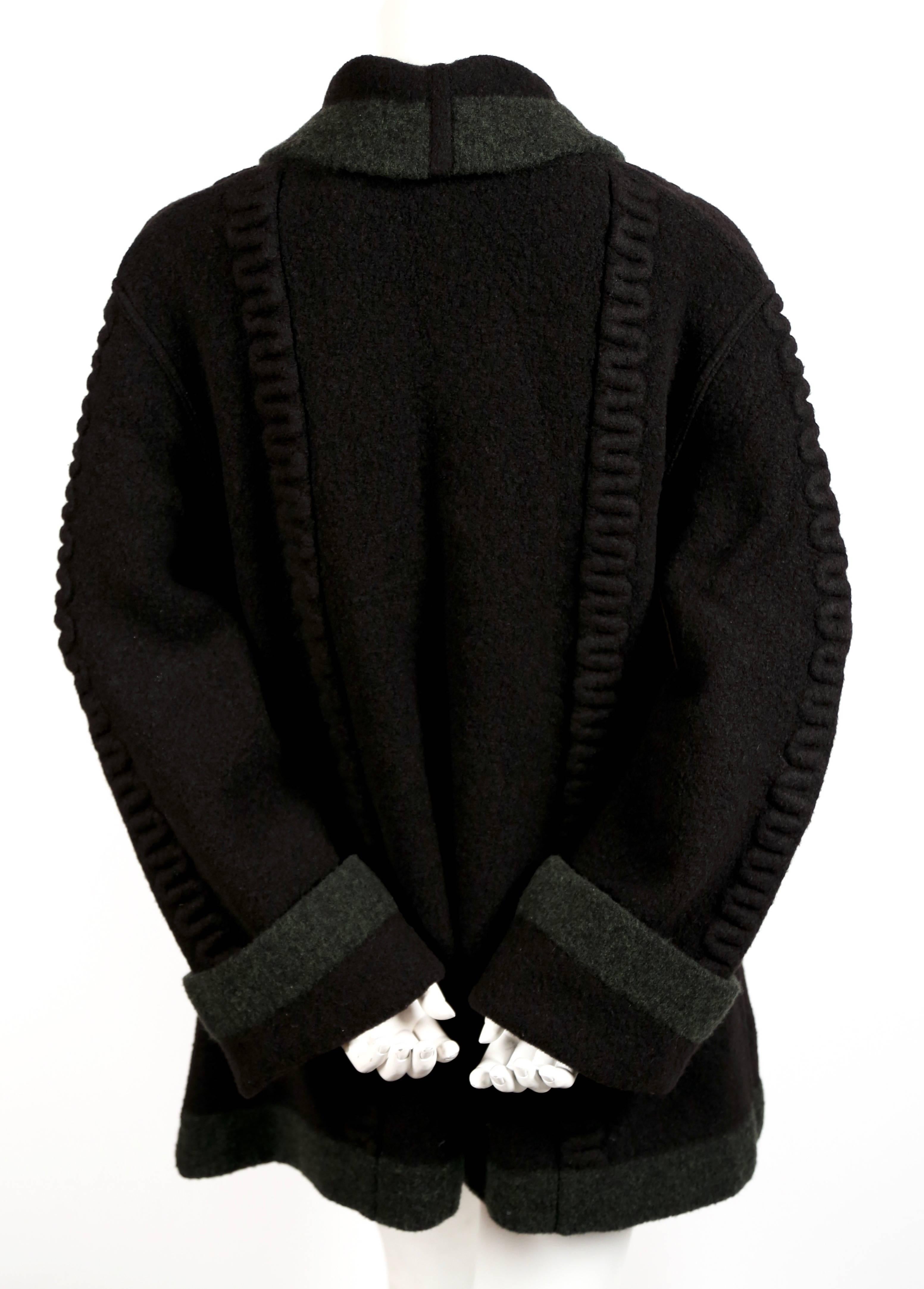 Black Azzedine Alaia navy blue and green wool cardigan sweater, 1994