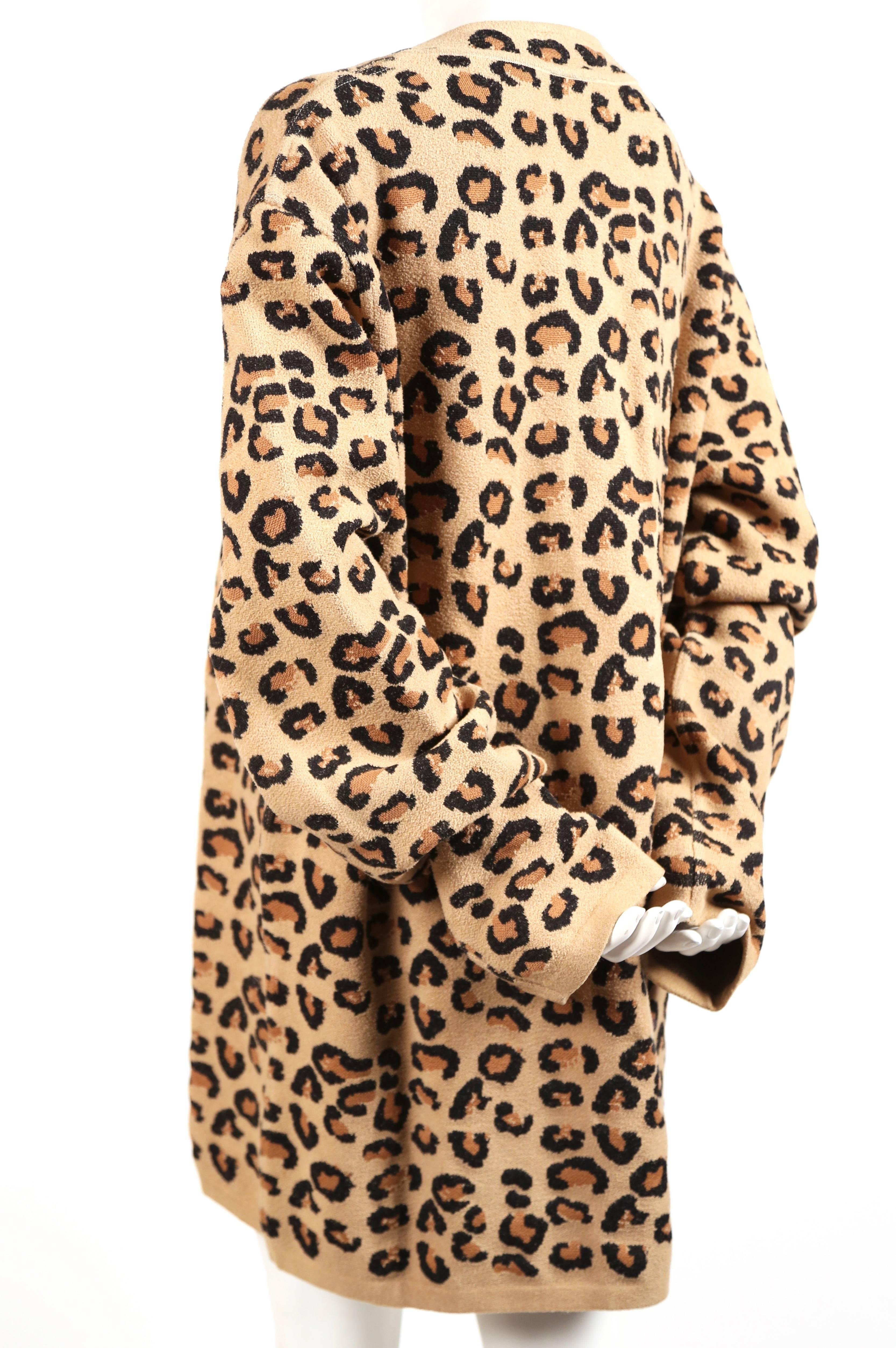 Beige Azzedine Alaia oversized leopard V-neck tunic dress, 1991 