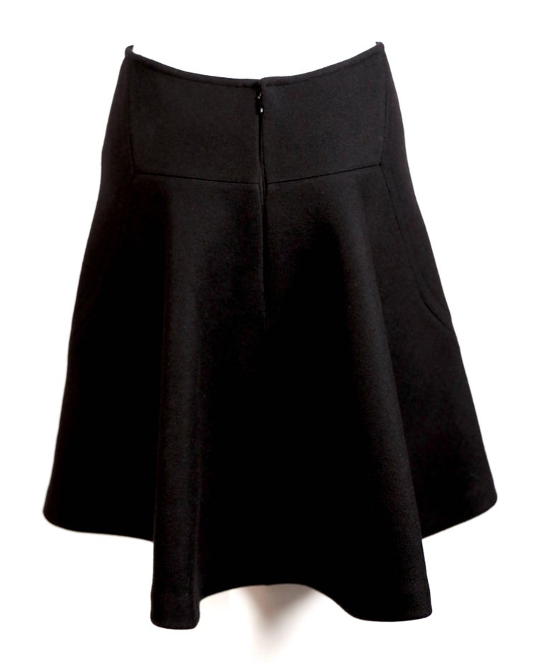 Azzedine Alaia black wool A-line skirt For Sale at 1stdibs