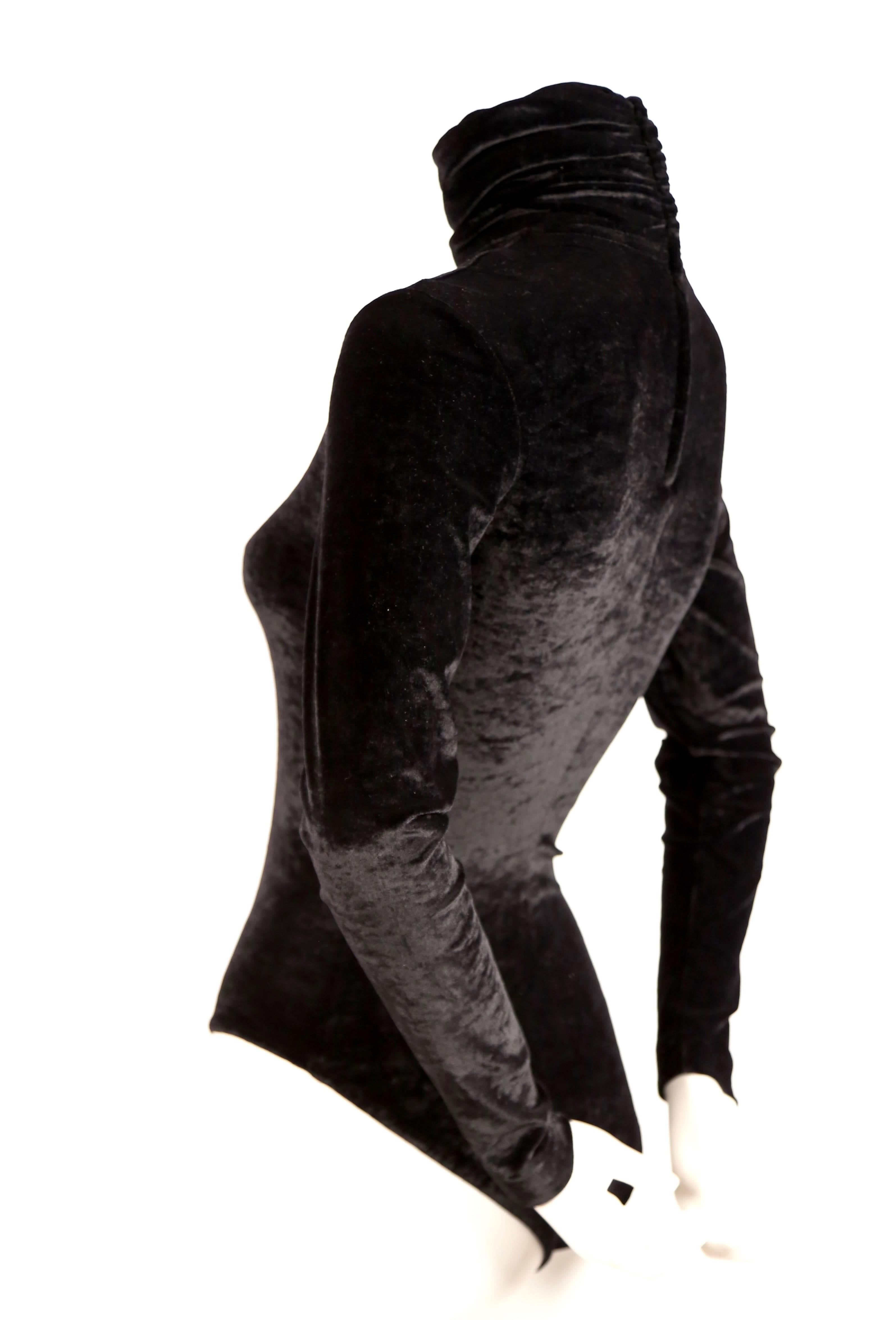 1990's RIFAT OZBEK black velvet bodysuit In Excellent Condition In San Fransisco, CA