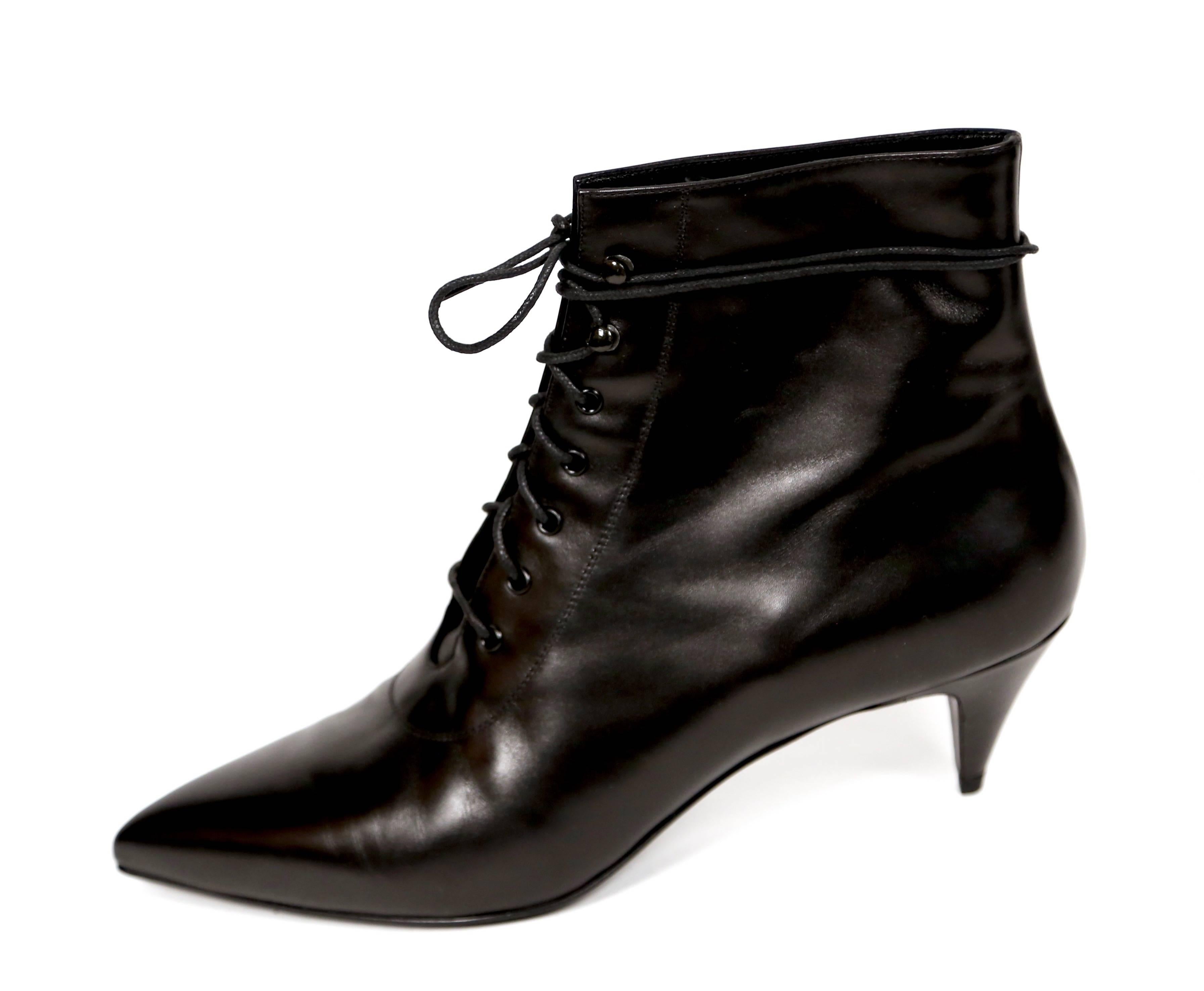 new SAINT LAURENT black leather 'Cat 50' lace up boots 41 at 1stDibs ...