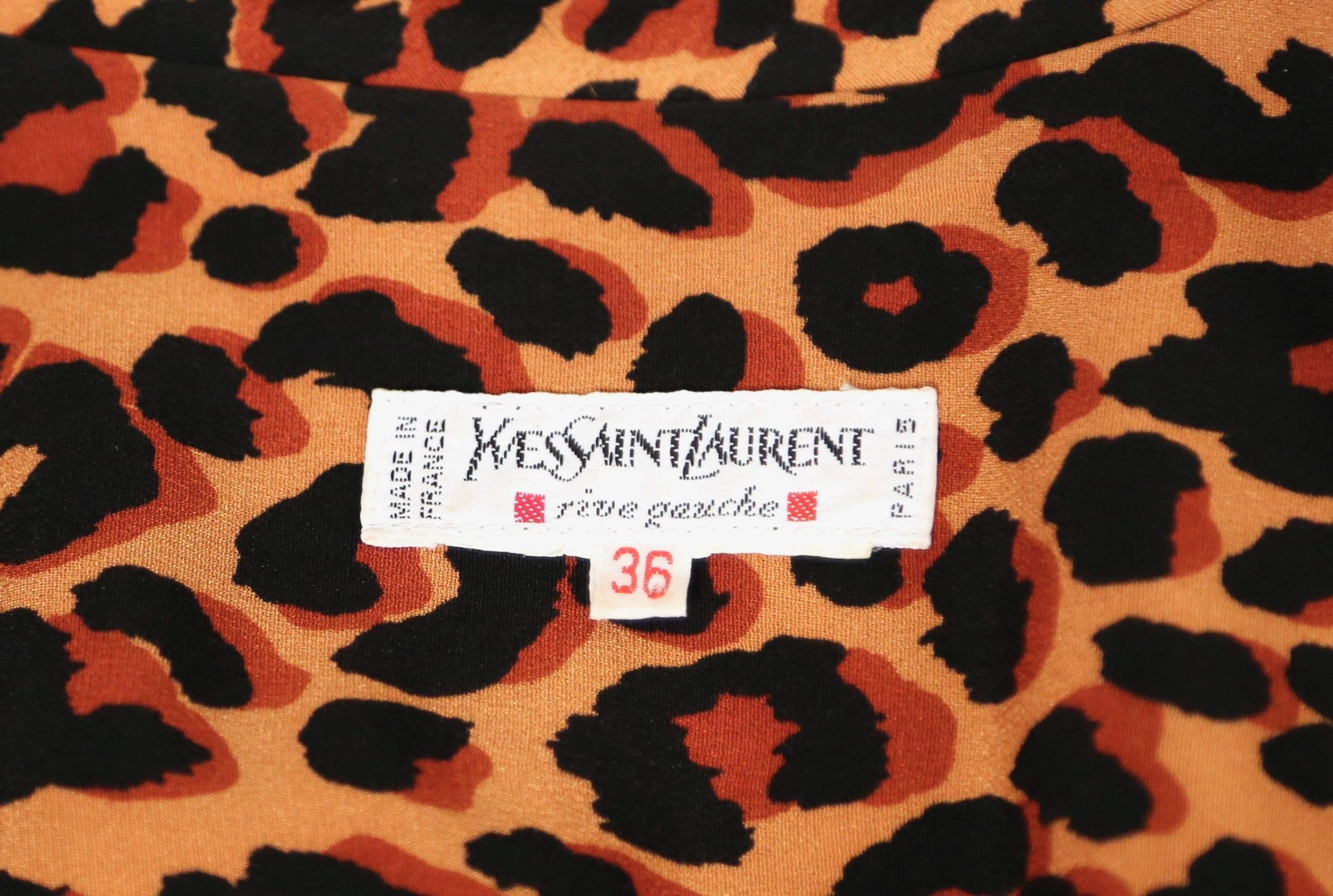 Women's 1990's YVES SAINT LAURENT silk tuxedo dress with leopard print