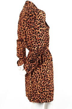 1990's YVES SAINT LAURENT silk tuxedo dress with leopard print