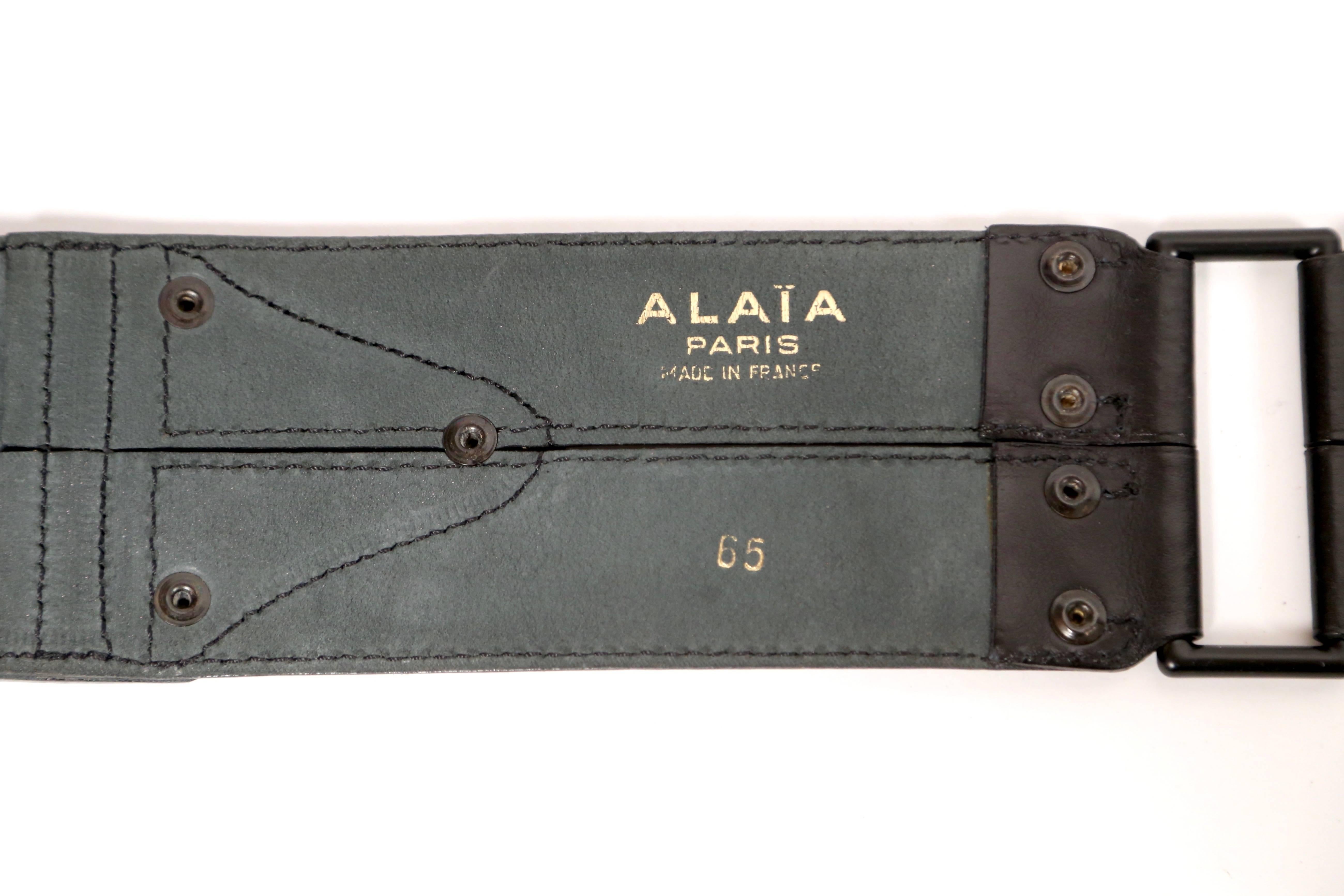Women's or Men's 1990's AZZEDINE ALAIA asymmetrical black leather belt