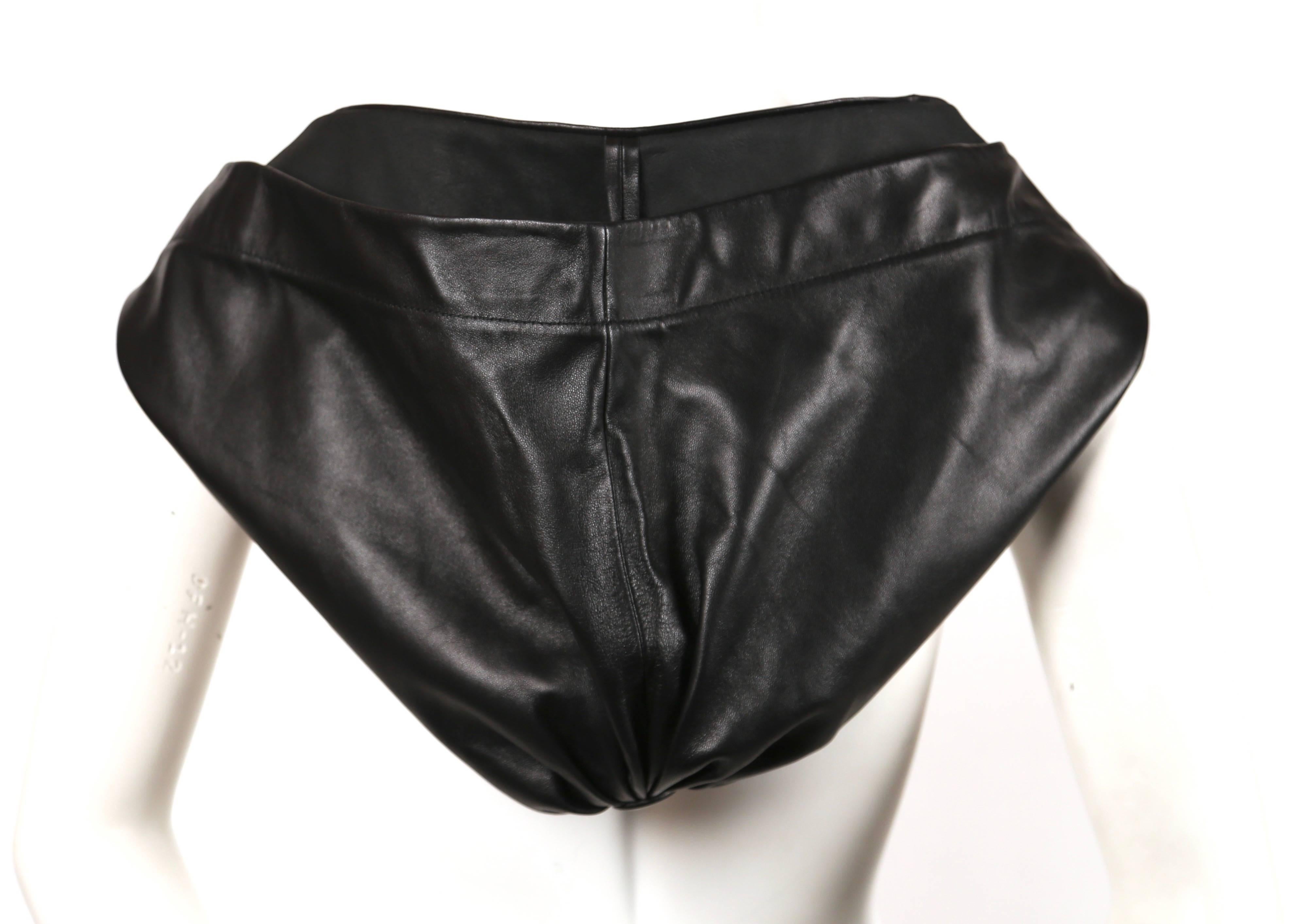 Black CELINE by PHOEBE PHILO black leather hooded runway scarf  - new