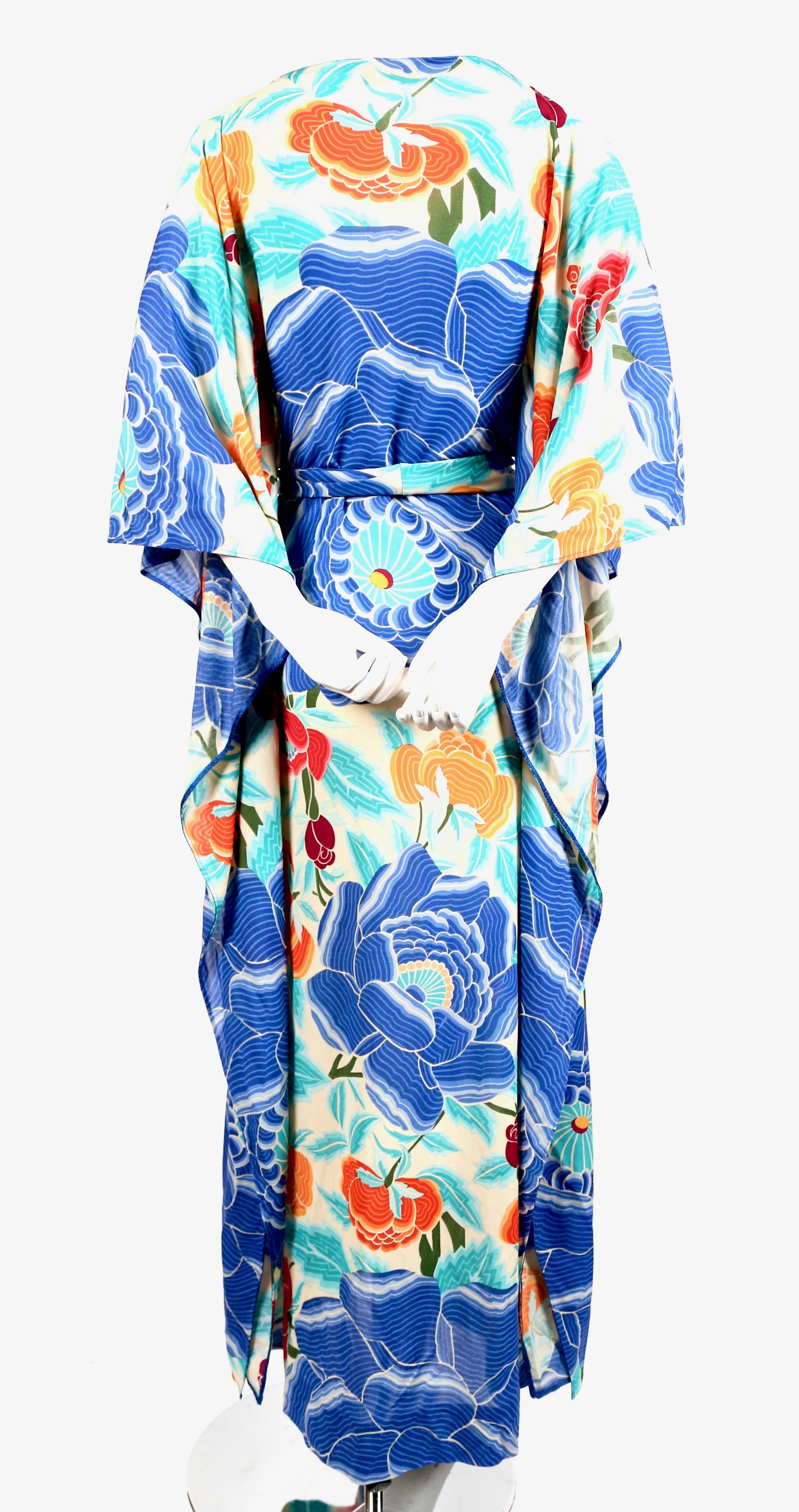 Missoni floral printed silk jersey caftan dress, 1970s  In Good Condition In San Fransisco, CA