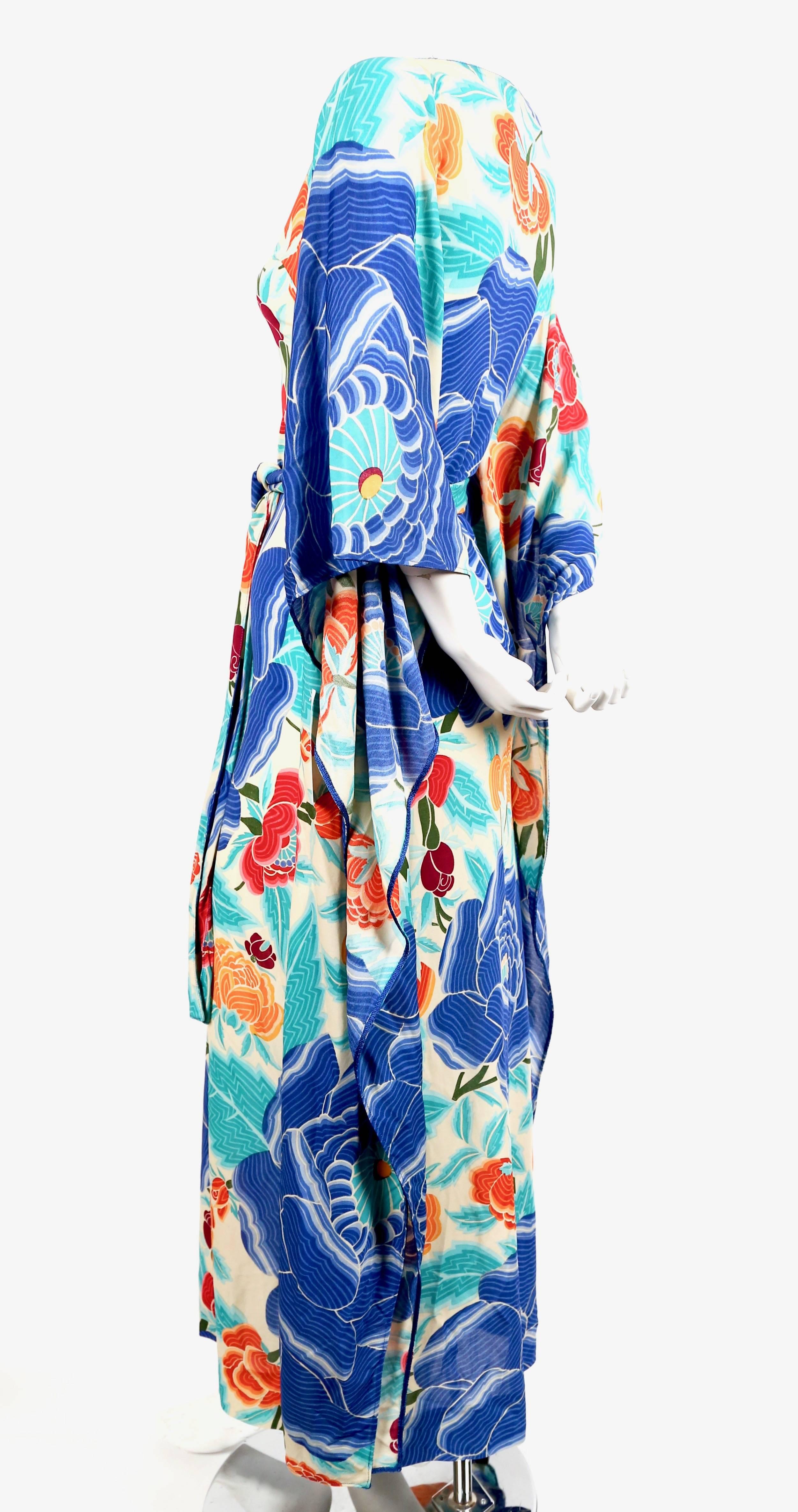 Blue Missoni floral printed silk jersey caftan dress, 1970s 