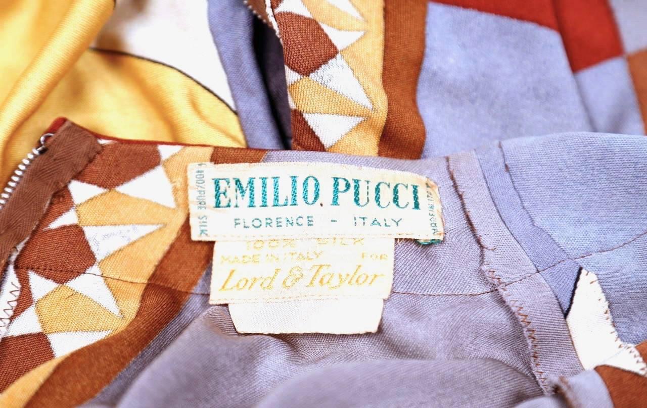 Women's or Men's 1960's EMILIO PUCCI geometric printed silk jersey dress