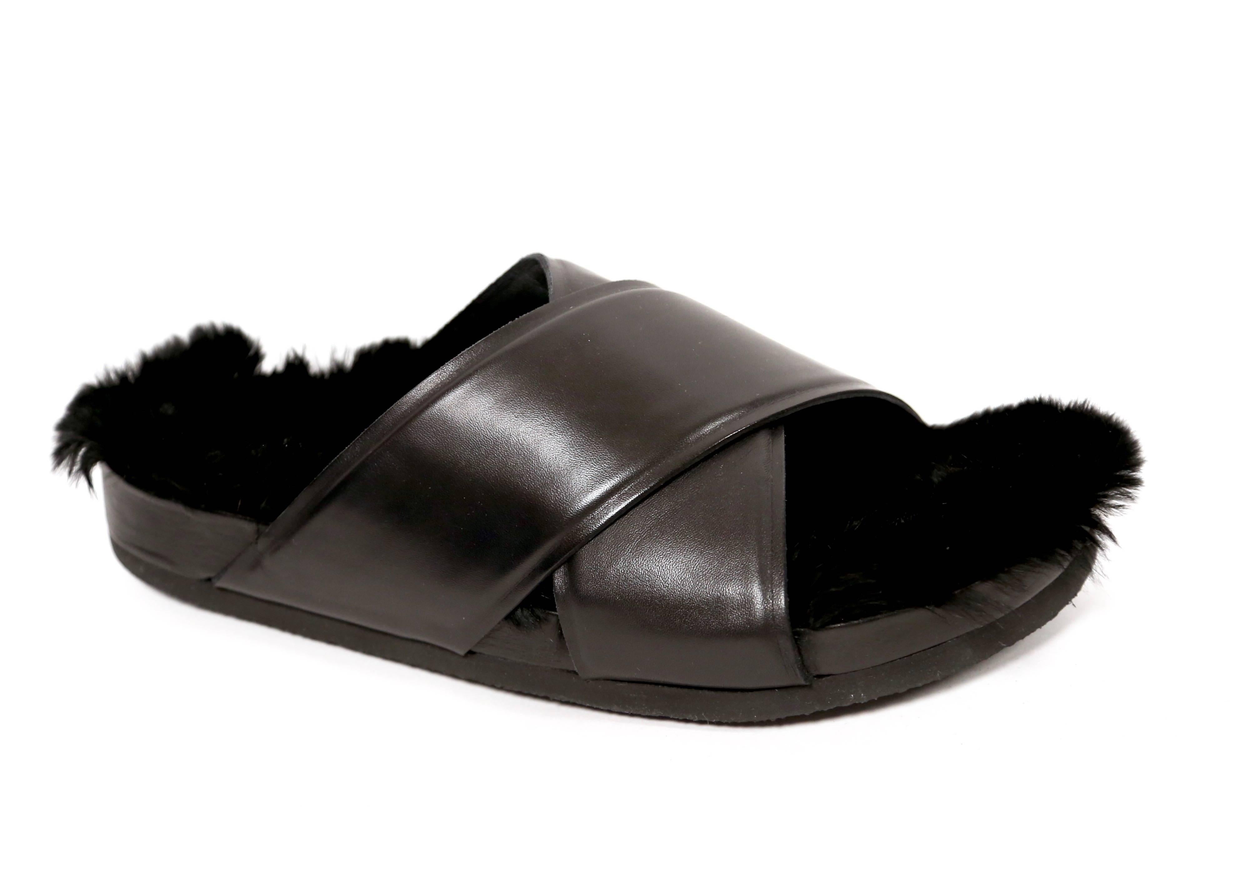 Very well documented rabbit fur and leather 'birkenstock' style sandals designed by Phoebe Philo for Celine exactly as seen on the spring 2013 runway. Size 41 (please know your size).  New with box. Original retail $950.