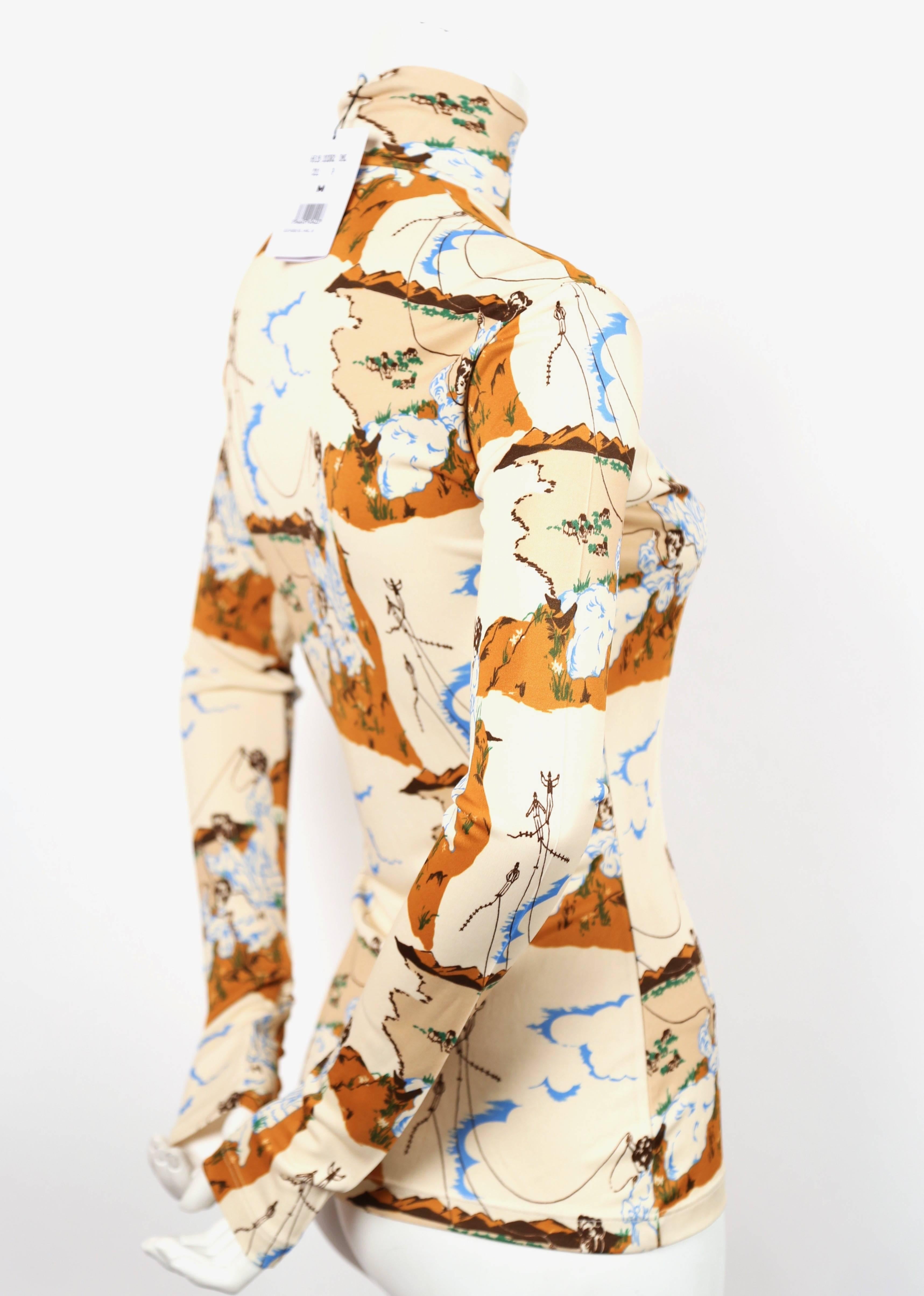 Sold out printed turtleneck designed by Phoebe Philo for Celine dating to spring 2018.
French size M but fits small. Approximate measurements: bust 34