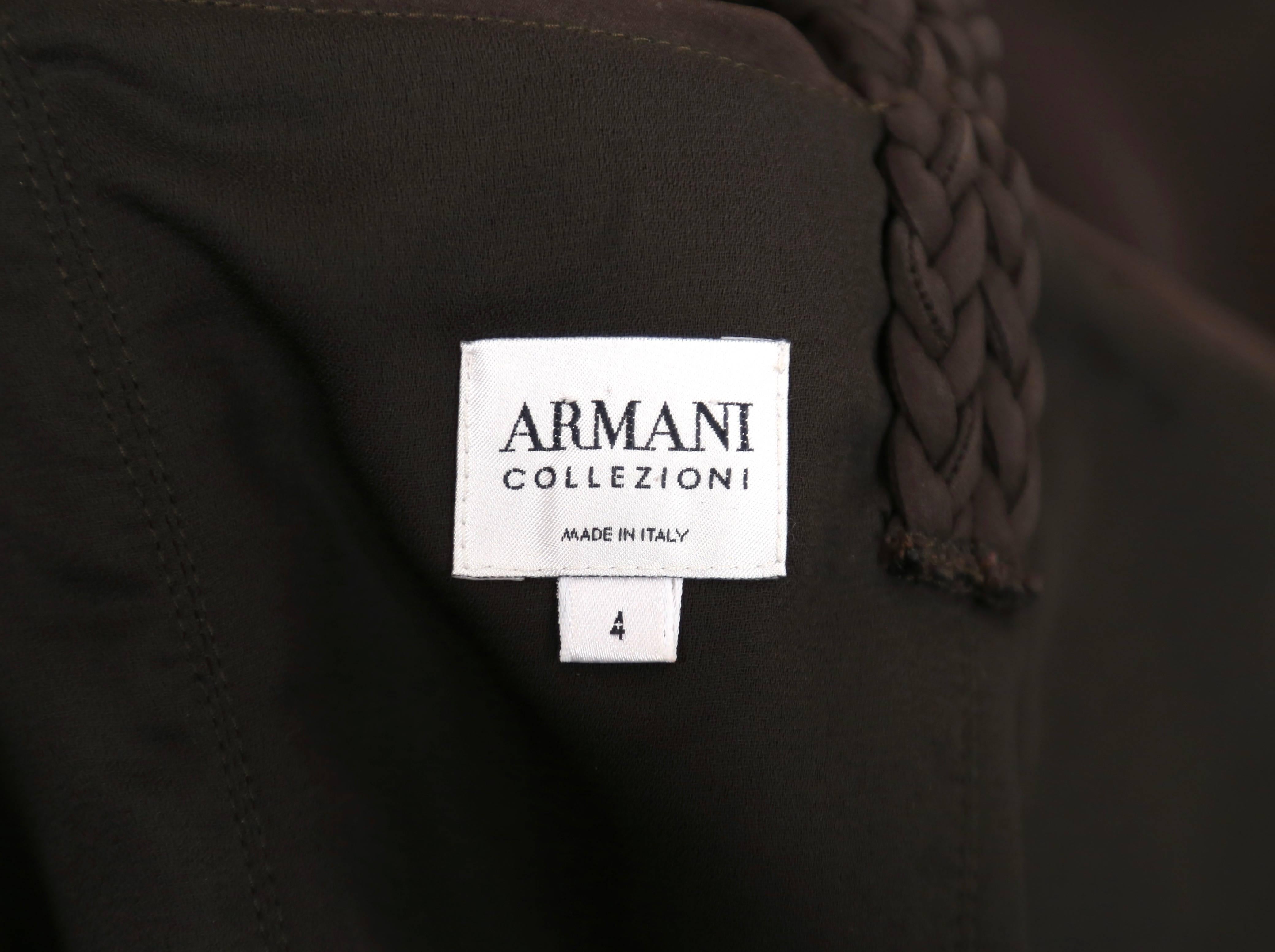 1990's GIORGIO ARMANI dark-brown silk gown with braided straps 2