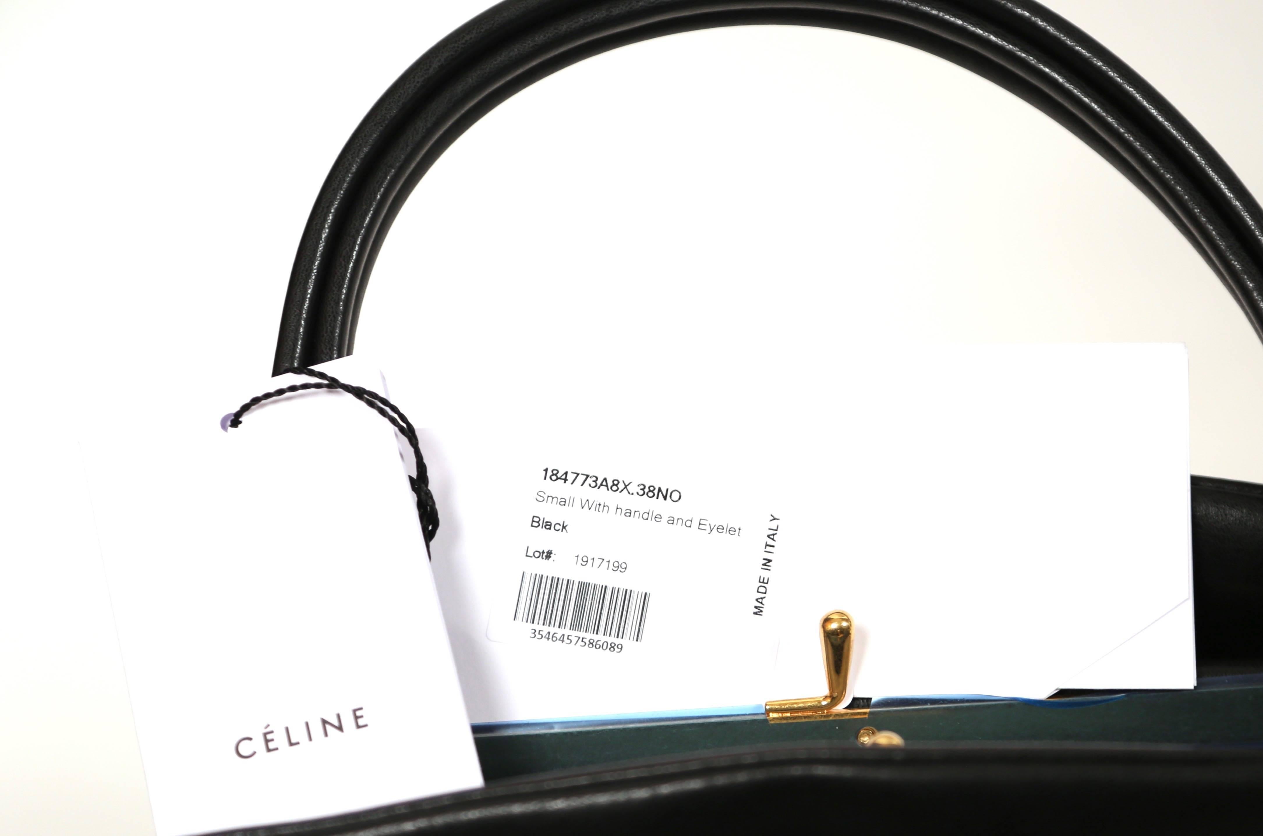 Black Celine By Phoebe Philo black leather runway bag with eyelets, 2018