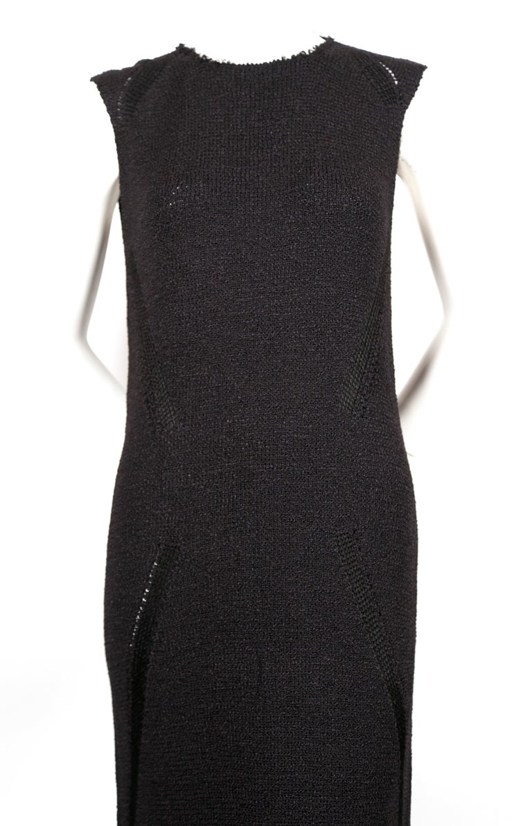 Celine By Phoebe Philo black knit dress with woven trim For Sale at ...