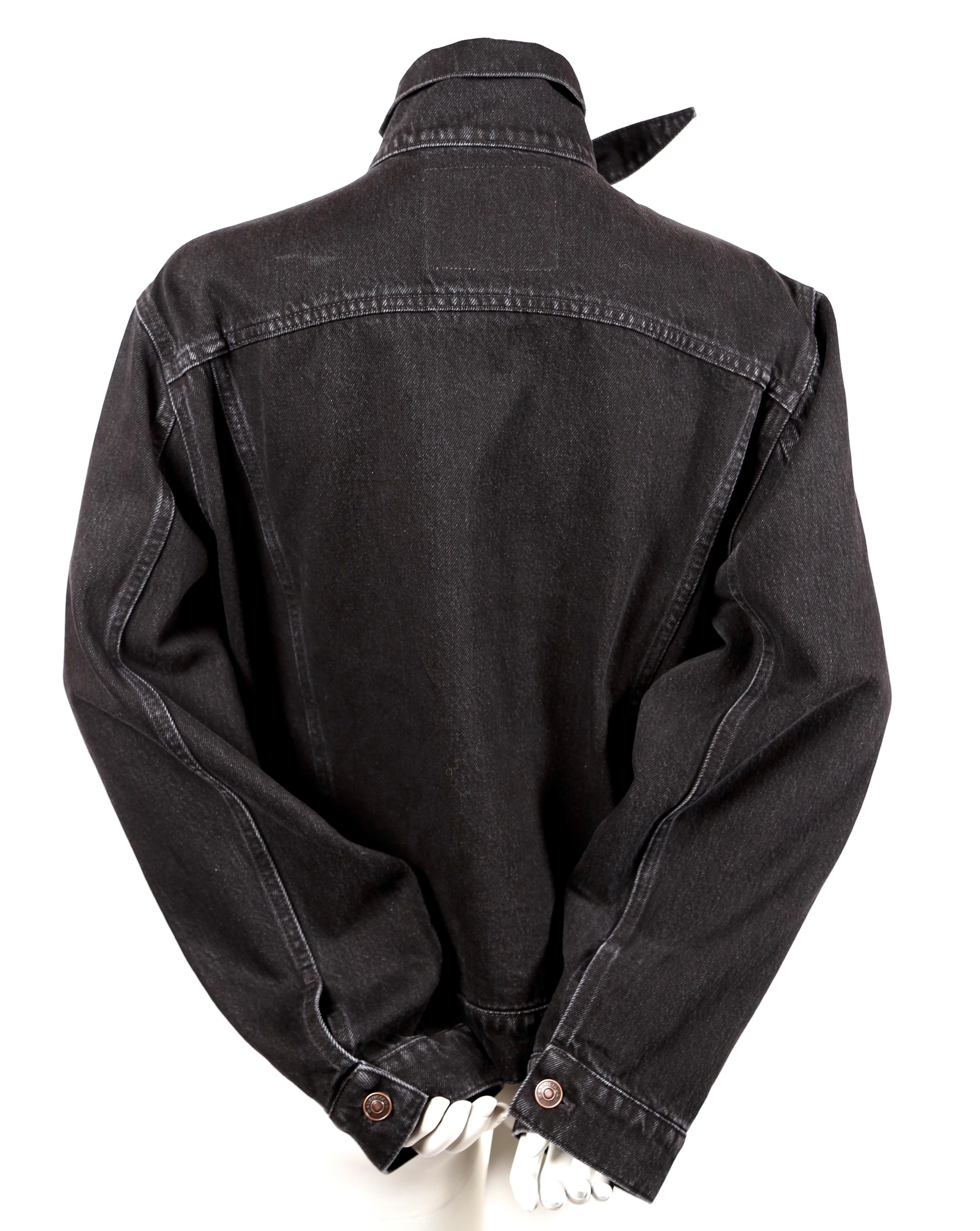 Women's or Men's BALENCIAGA by Demna Gvasalia black denim jacket with 'scarf' collar