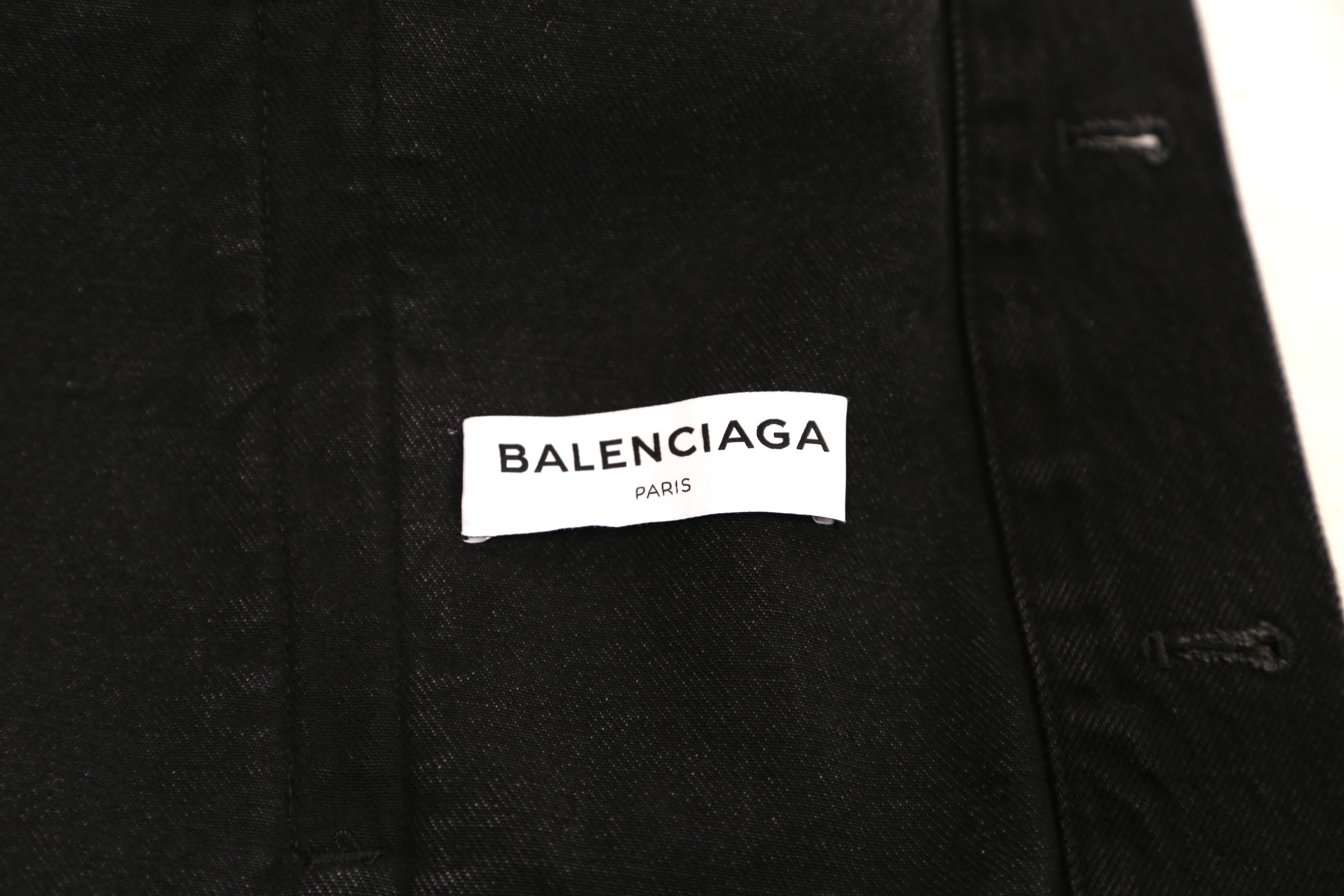 BALENCIAGA by Demna Gvasalia black denim jacket with 'scarf' collar 4