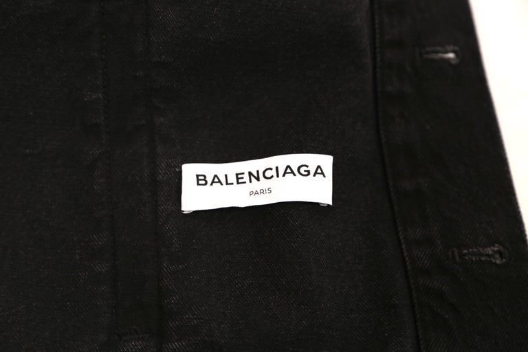 BALENCIAGA by Demna Gvasalia black denim jacket with 'scarf' collar For ...