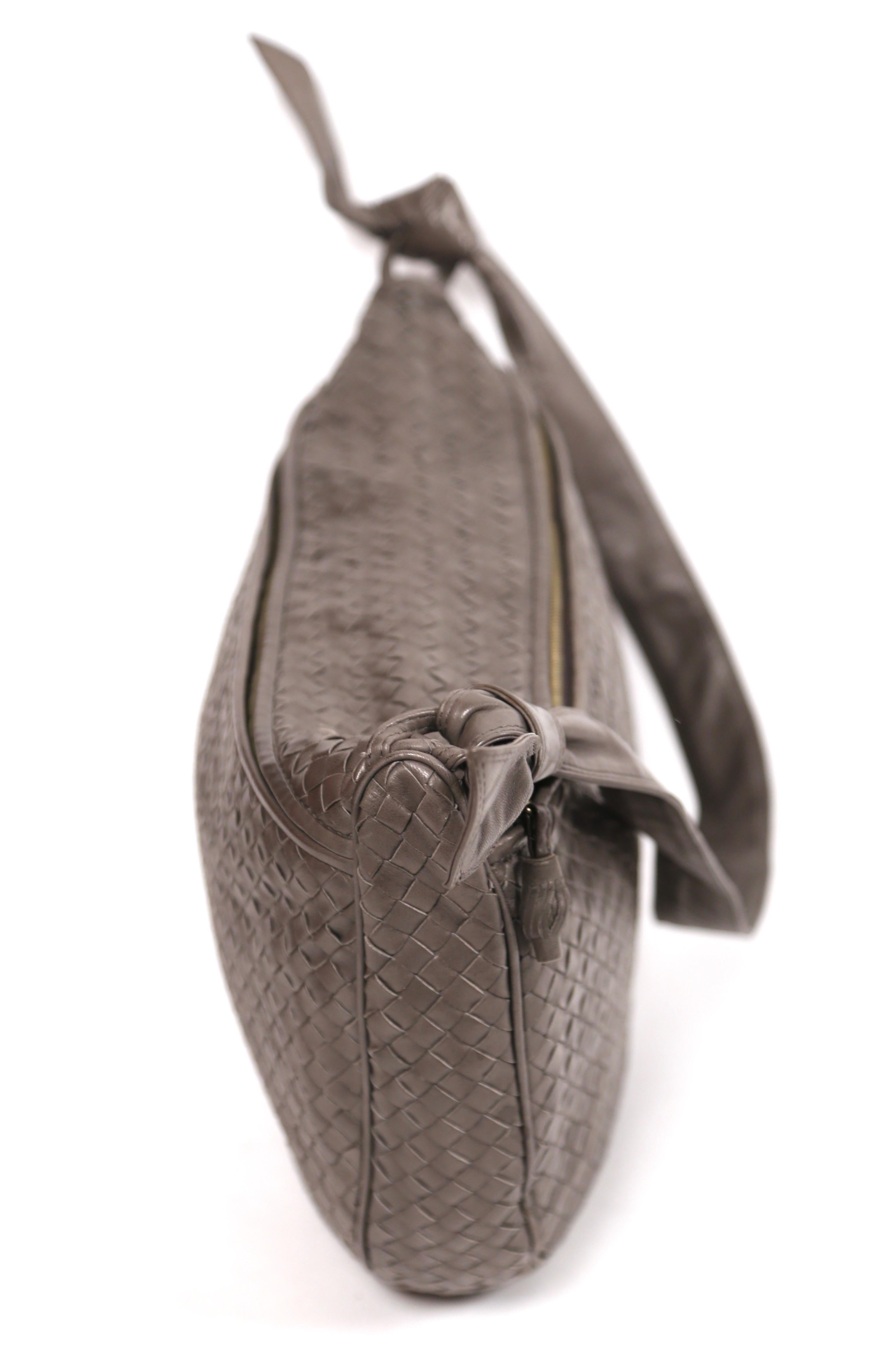 Gray 1980's BOTTEGA VENETA grey woven leather bag