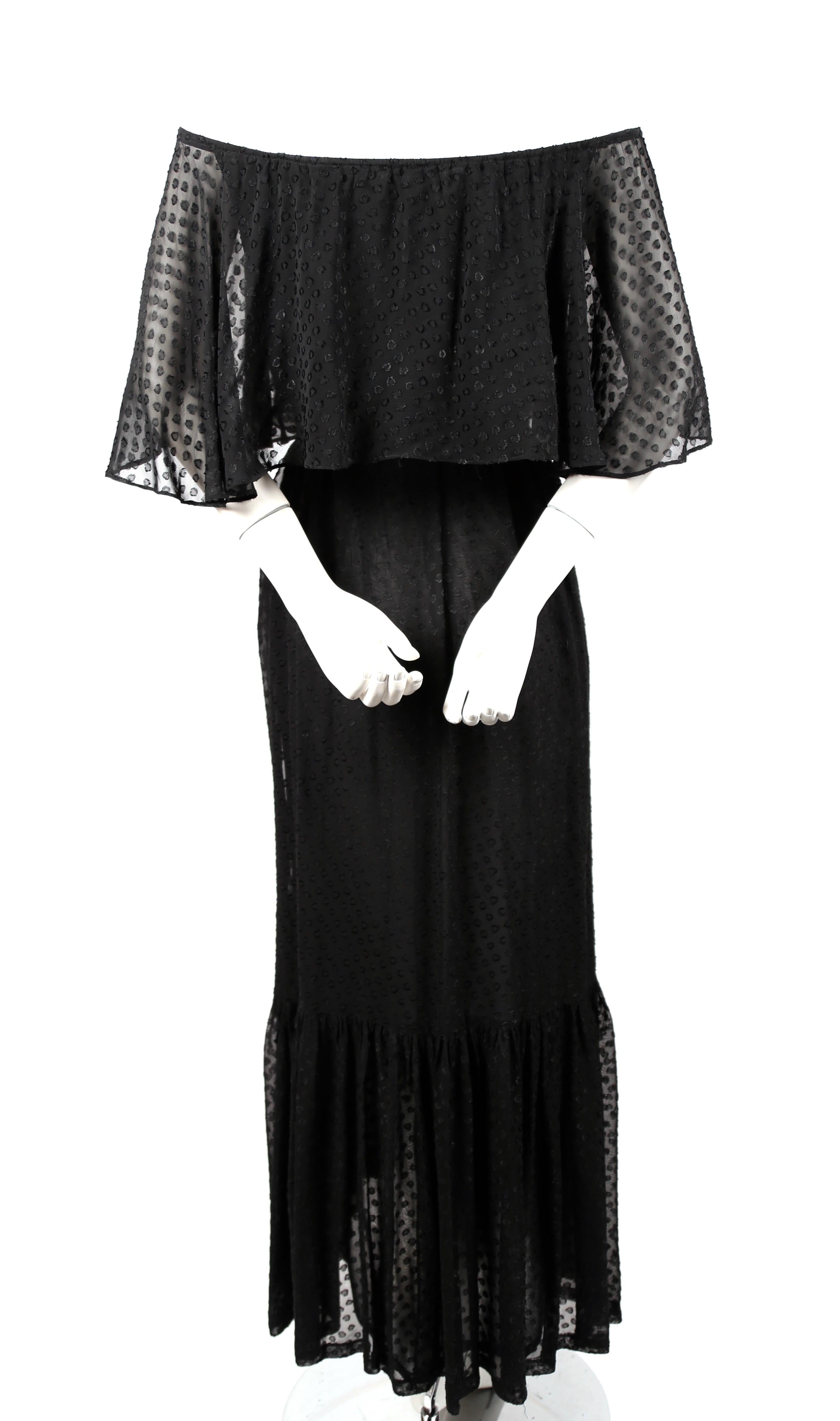 Yves Saint Laurent black off-the-shoulder peasant dress, 1970s In Good Condition In San Fransisco, CA