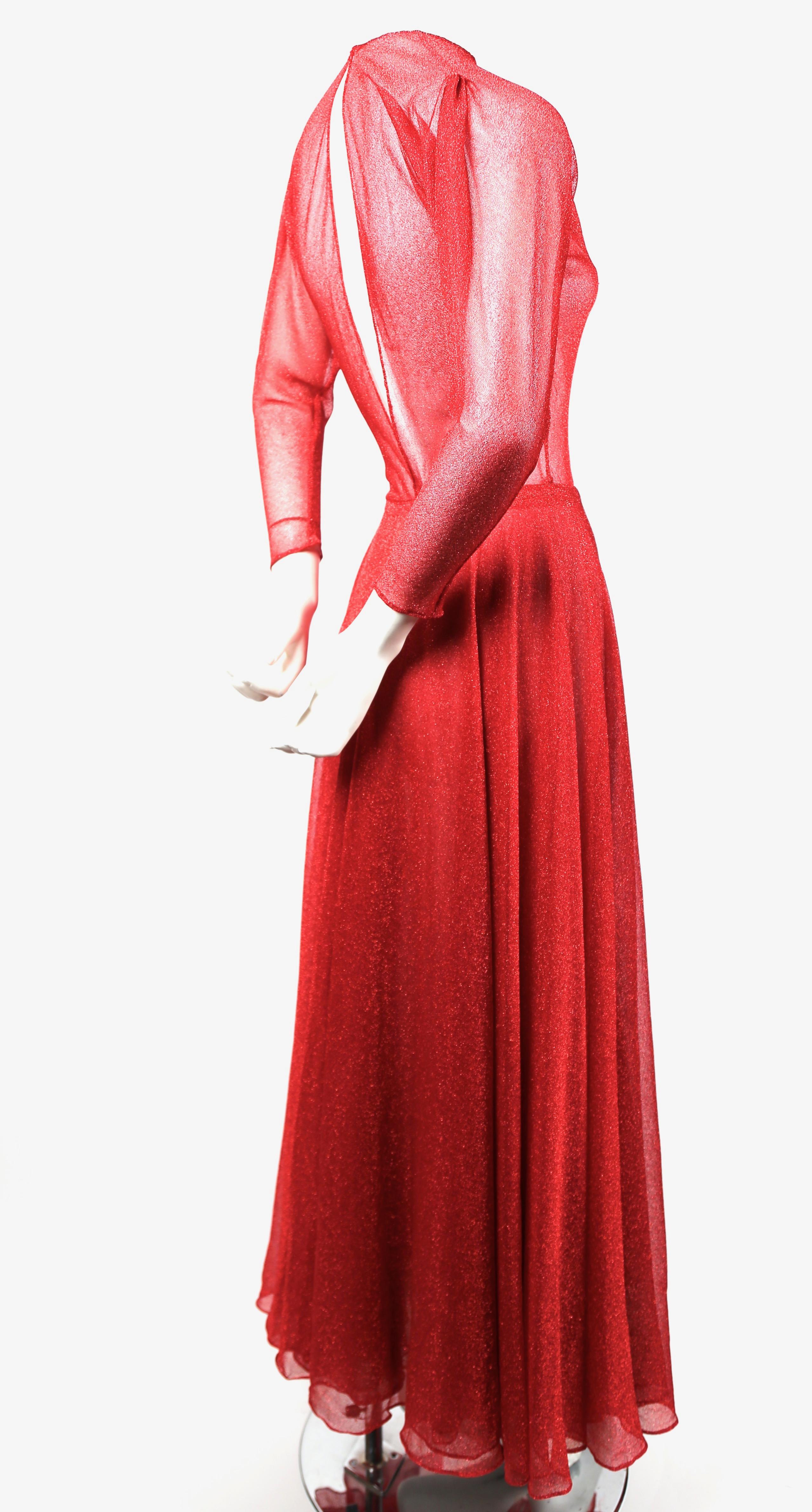 red lurex dress