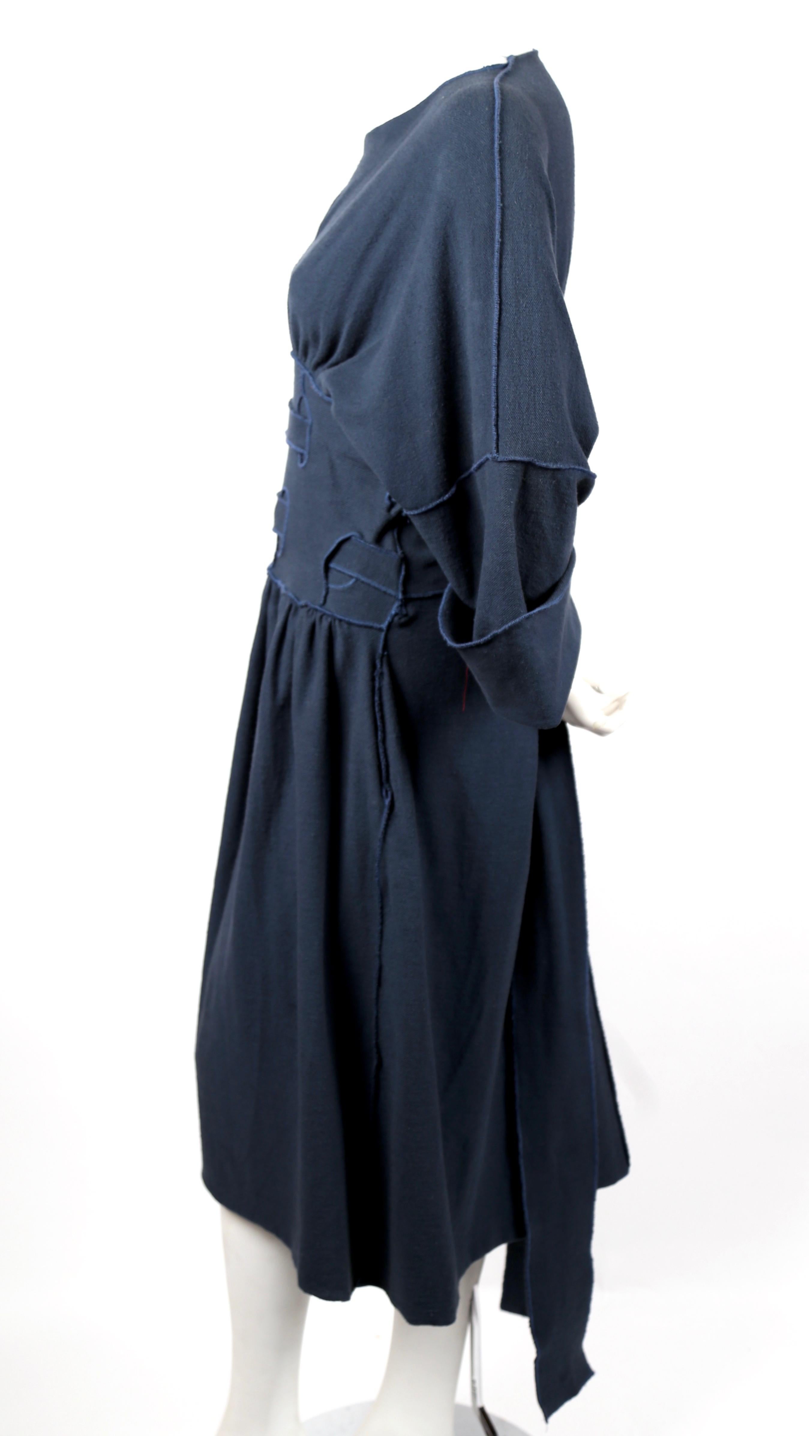 Black 1980's MICHELE LAMY teal cotton dress