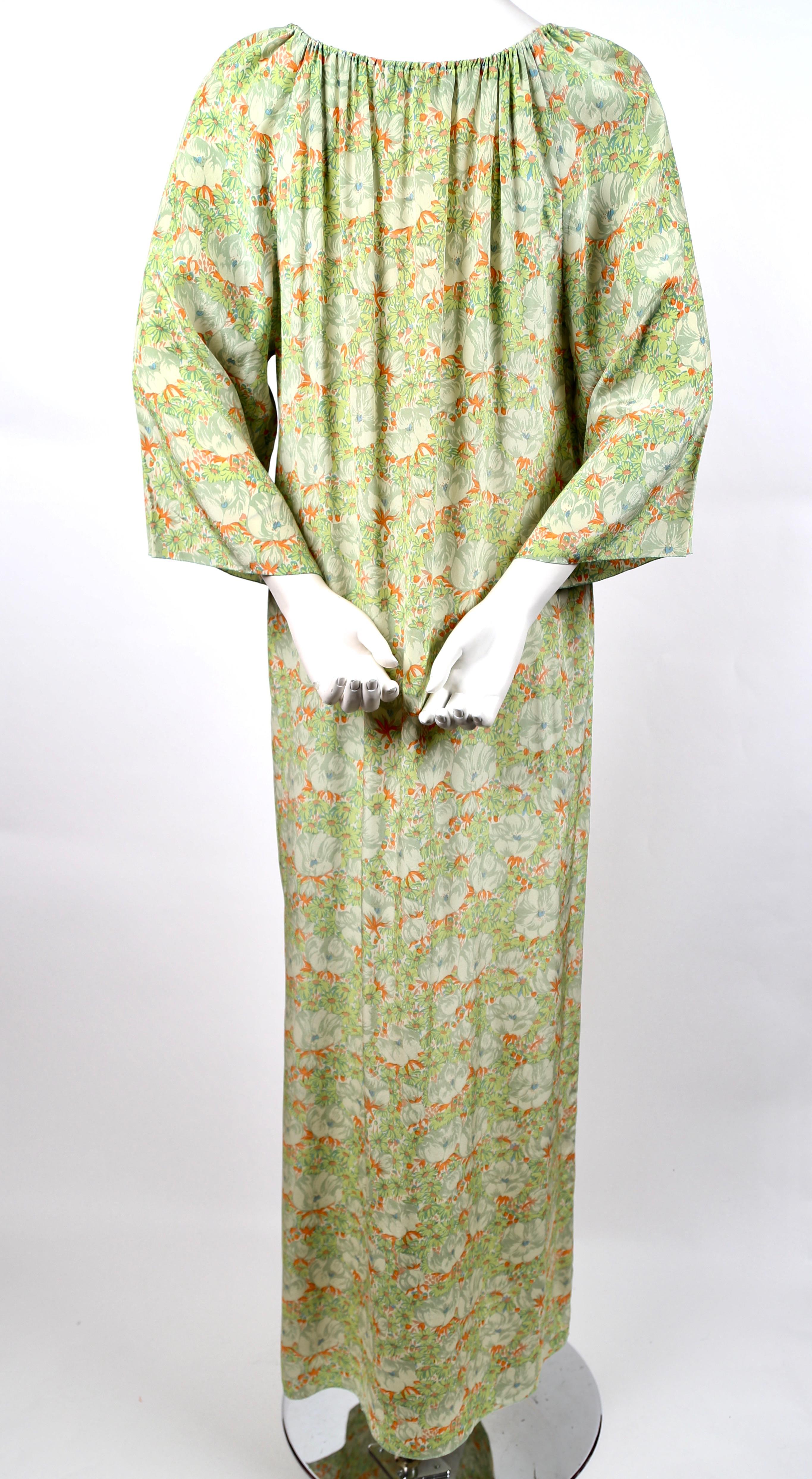Women's 1970's CHRISTIAN DIOR floral printed silk caftan dress