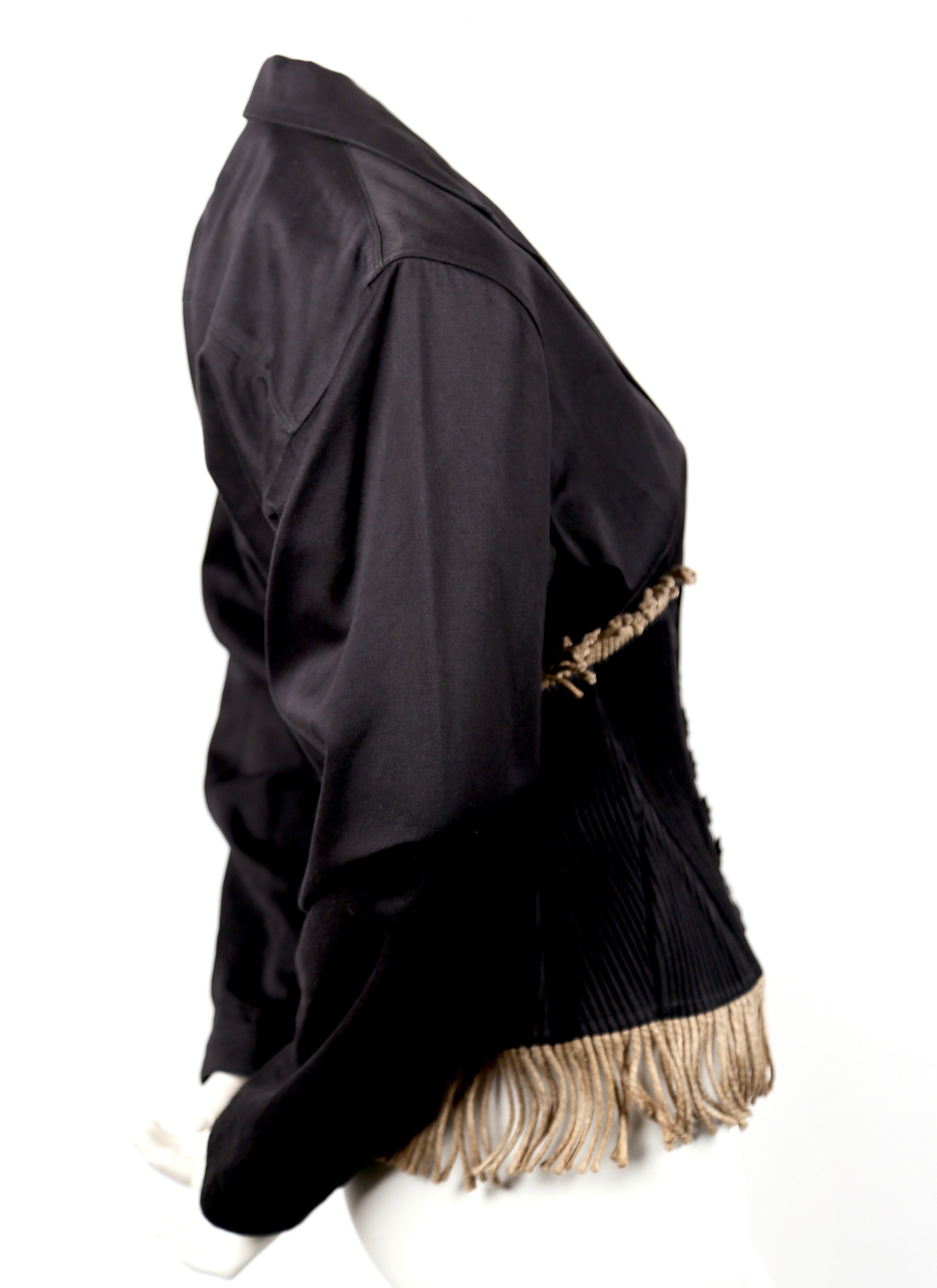 Black Azzedine Alaïa black cotton corset runway jacket with rope detail, 1988 