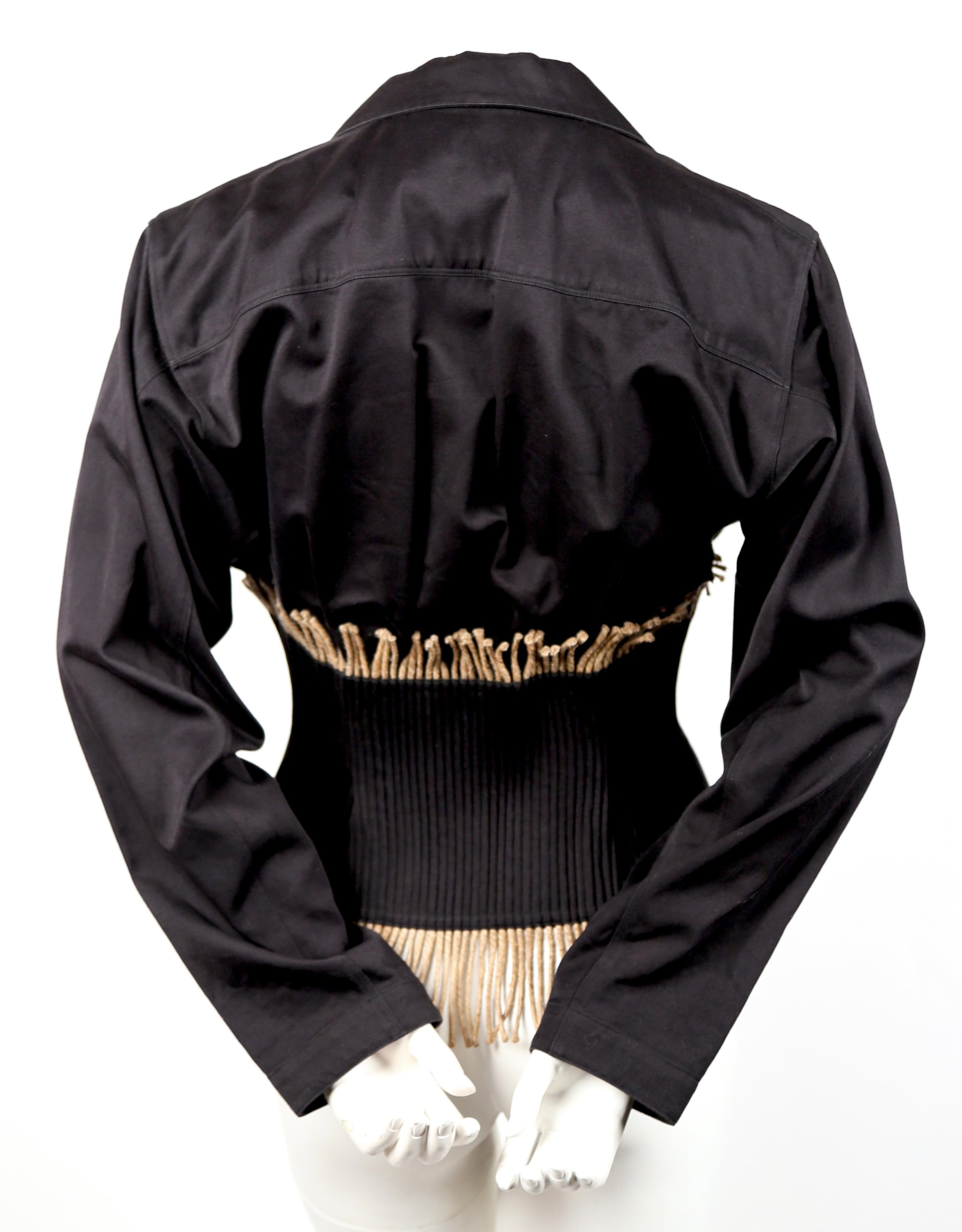 Azzedine Alaïa black cotton corset runway jacket with rope detail, 1988  In Excellent Condition In San Fransisco, CA