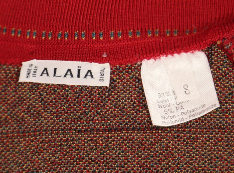 Azzedine Alaia sweater jacket with Arabic calligraphy in Kufic script, 1990 at 1stDibs alaia