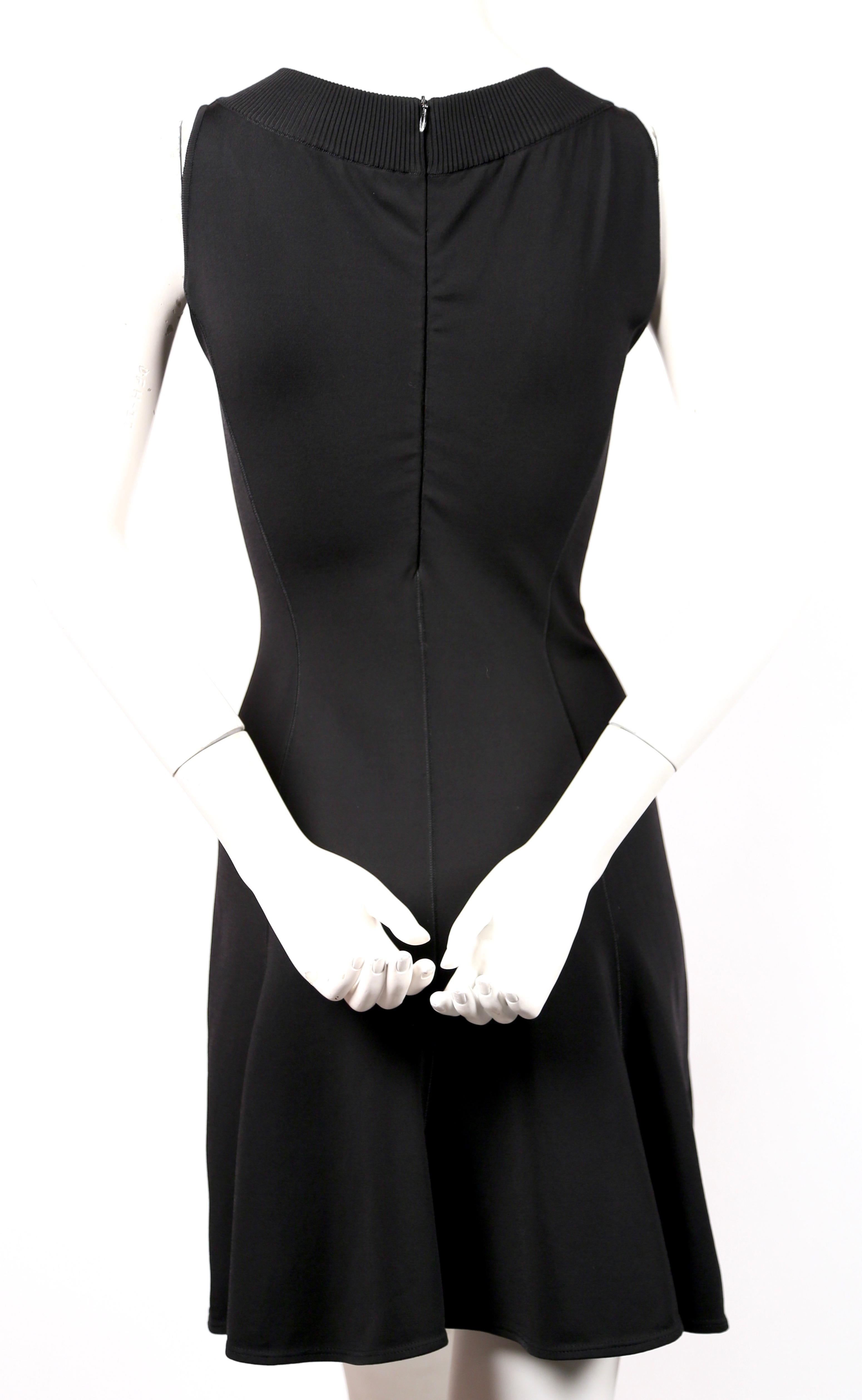 Azzedine Alaia black flared sleeveless dress with V neckline, 1990s 1