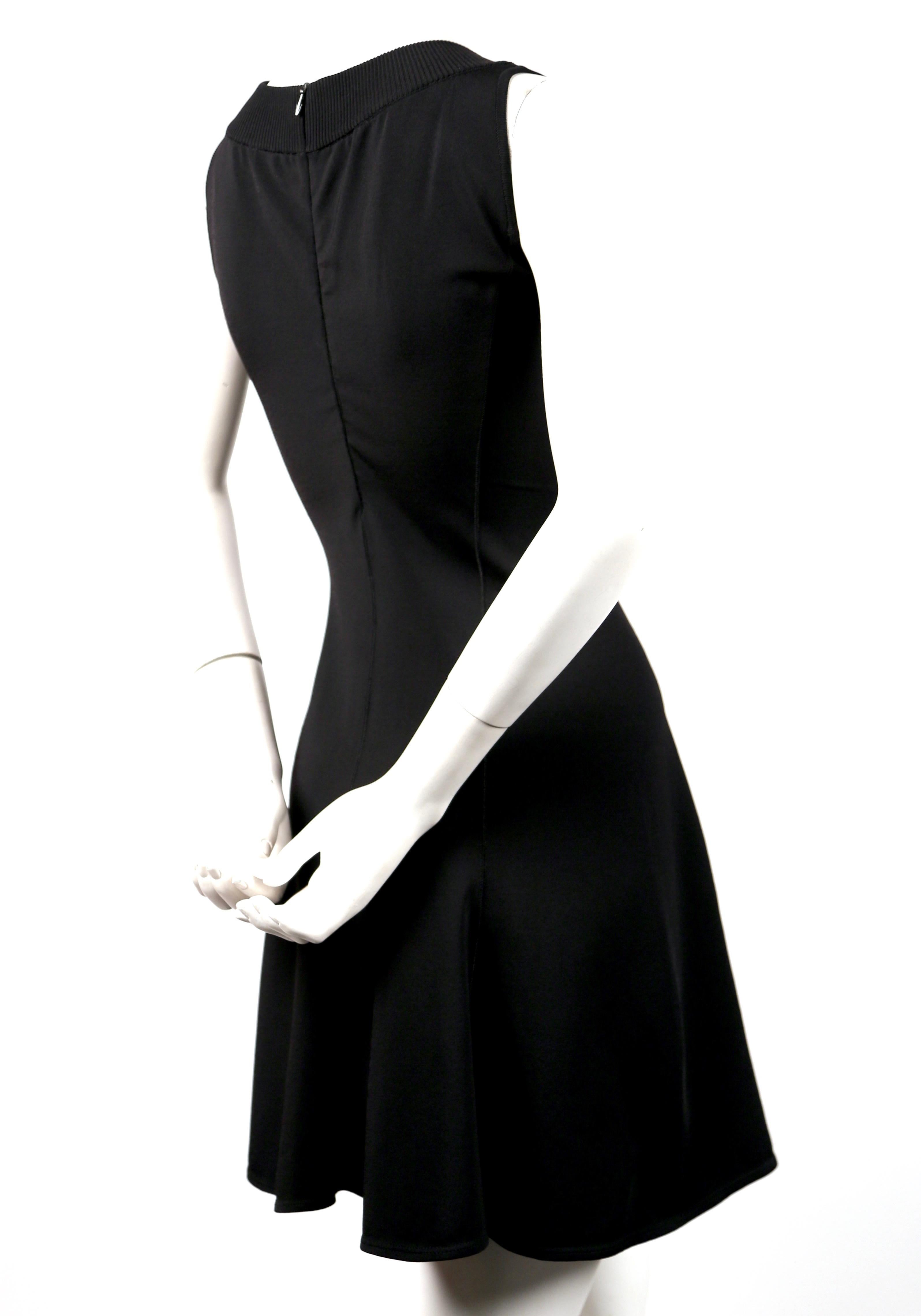 Black Azzedine Alaia black flared sleeveless dress with V neckline, 1990s