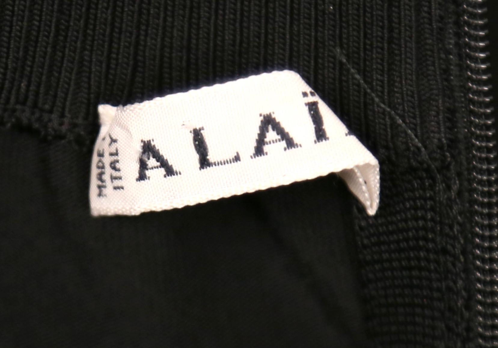 Azzedine Alaia black flared sleeveless dress with V neckline, 1990s 2