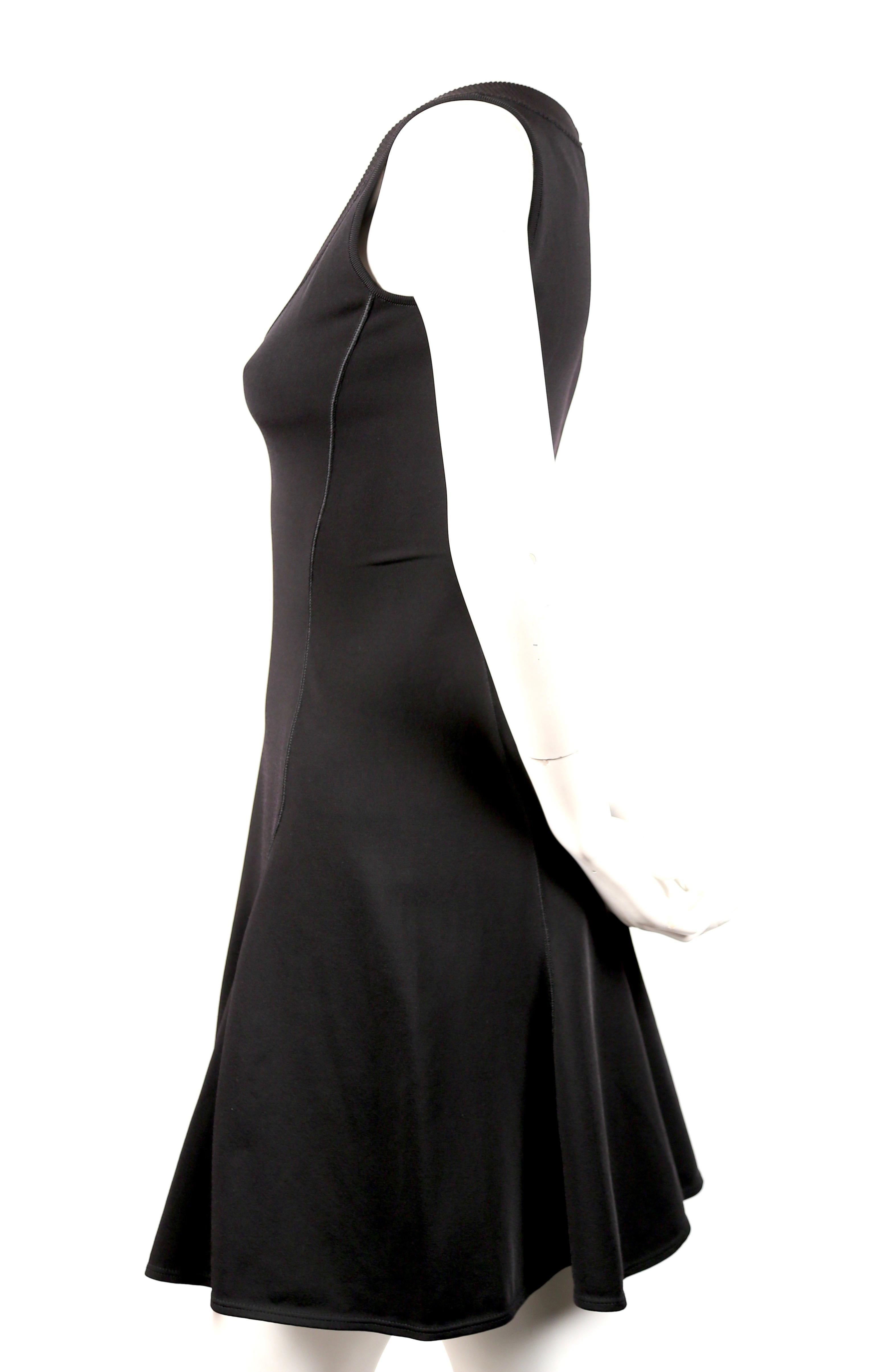 Azzedine Alaia black flared sleeveless dress with V neckline, 1990s In Excellent Condition In San Fransisco, CA