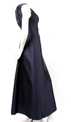 1997 Josephus Thimister para BALENCIAGA vestido de pasarela azul marino con swag asimétrico