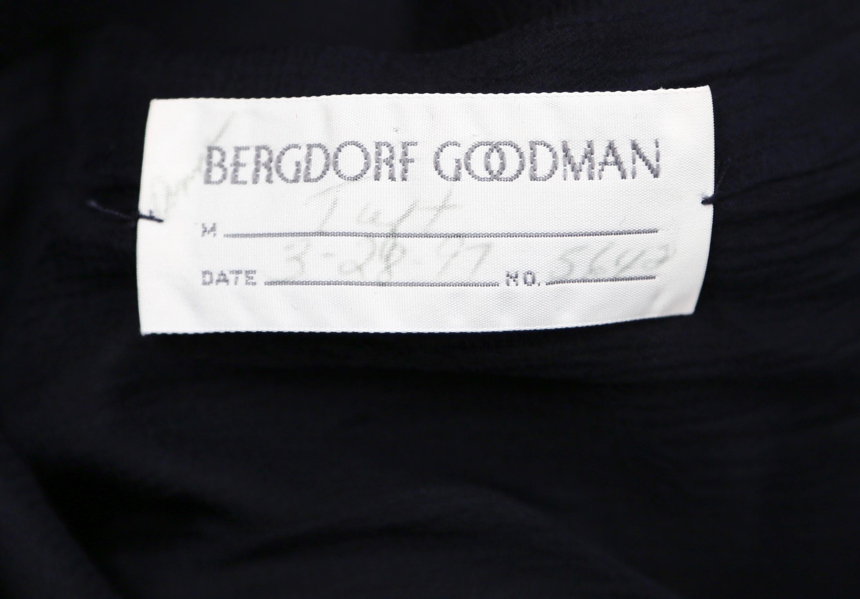 Black 1997 Josephus Thimister for BALENCIAGA navy runway dress with asymmetrical swag
