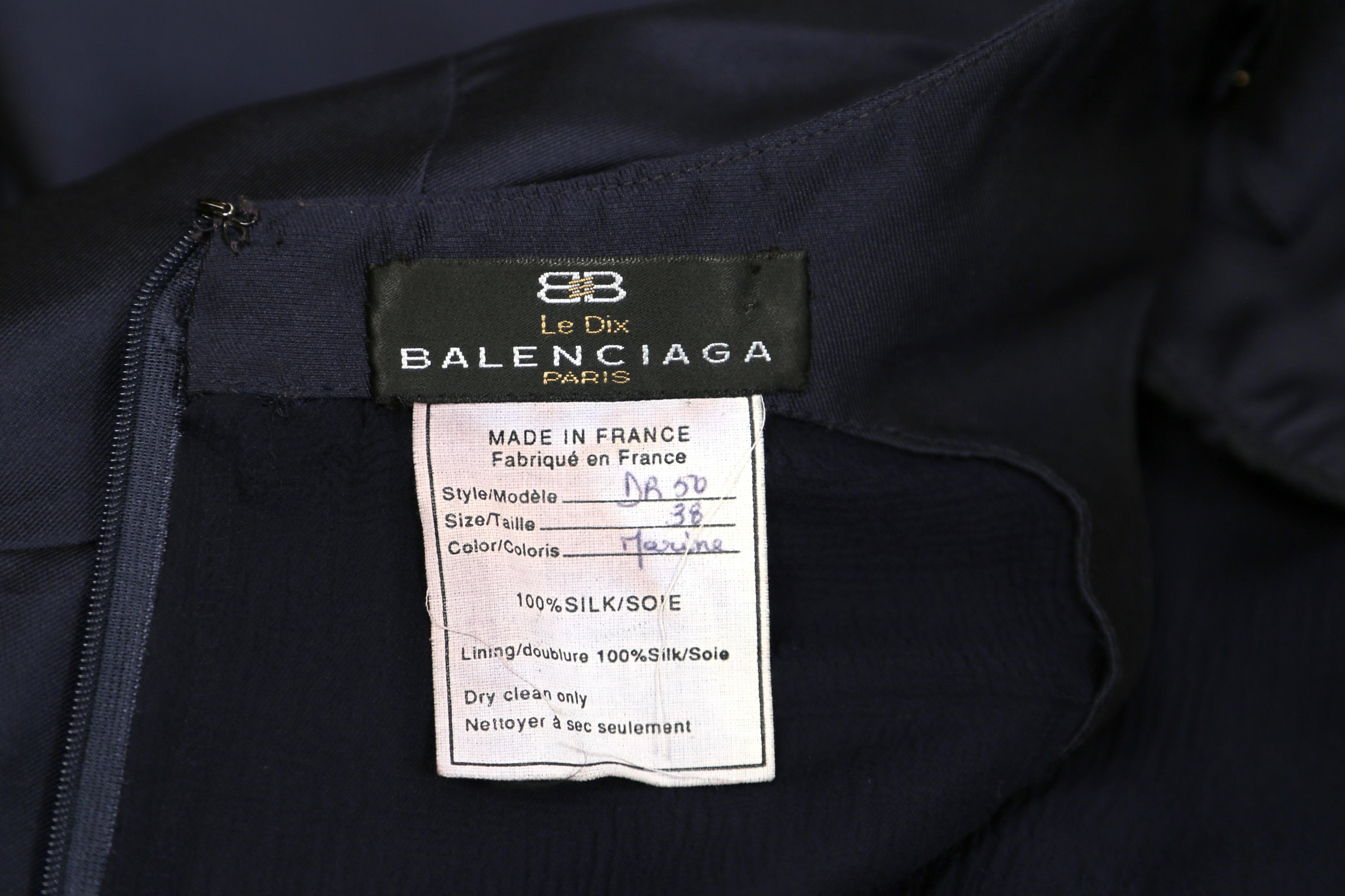 1997 Josephus Thimister for BALENCIAGA navy runway dress with asymmetrical swag In Good Condition In San Fransisco, CA