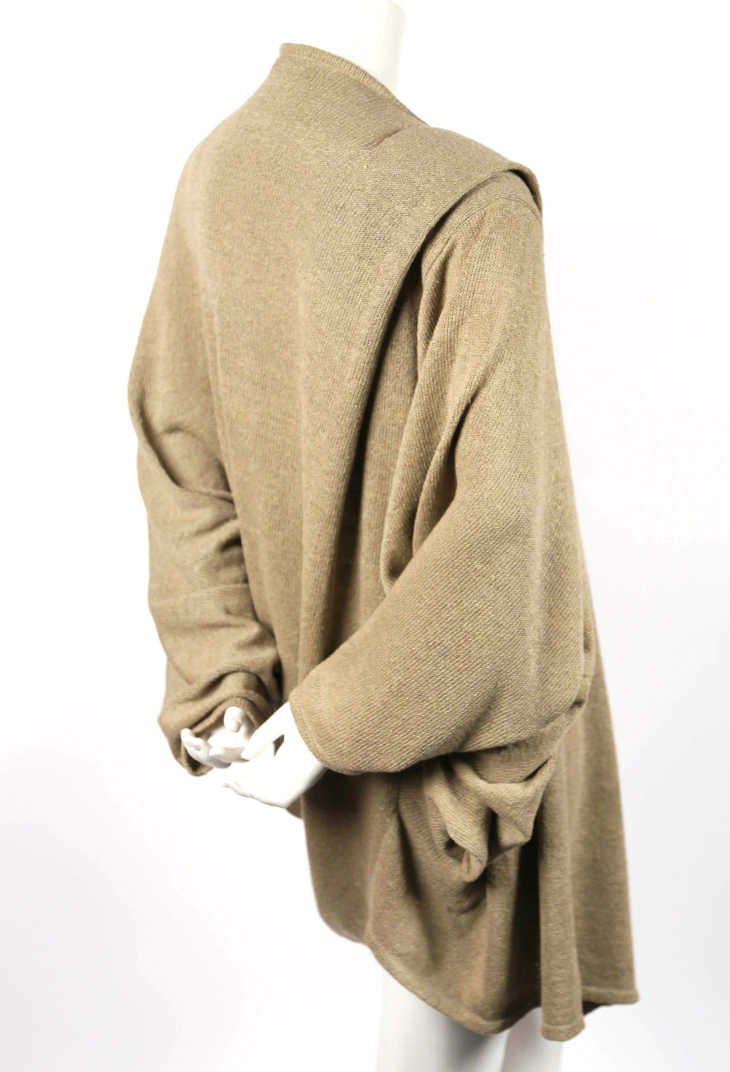 Brown Issey Miyake tan draped cardigan jacket, 1980s 