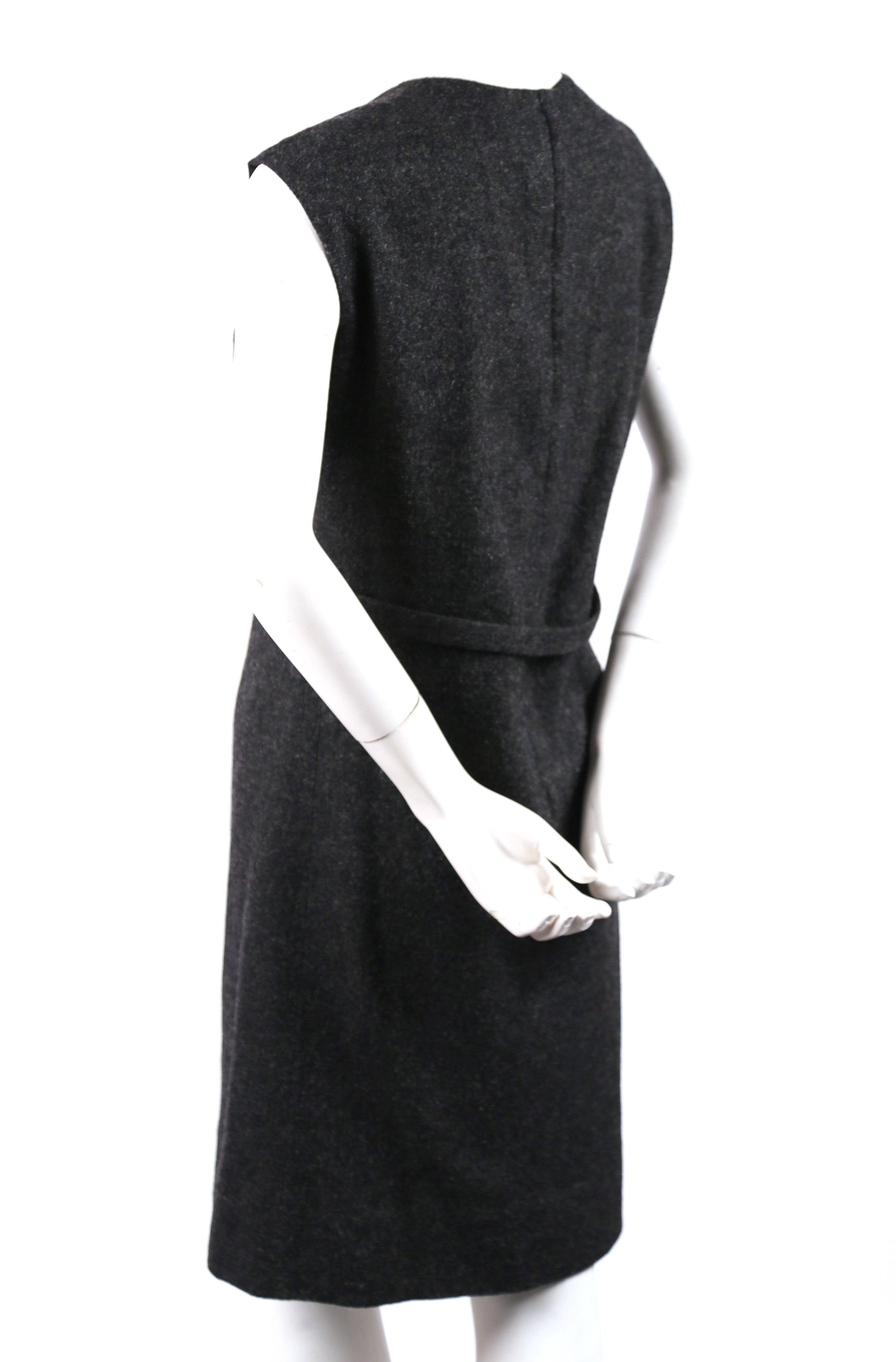 Black Sorelle Fontana charcoal grey wool dress with gold brocade detail, 1960s  For Sale