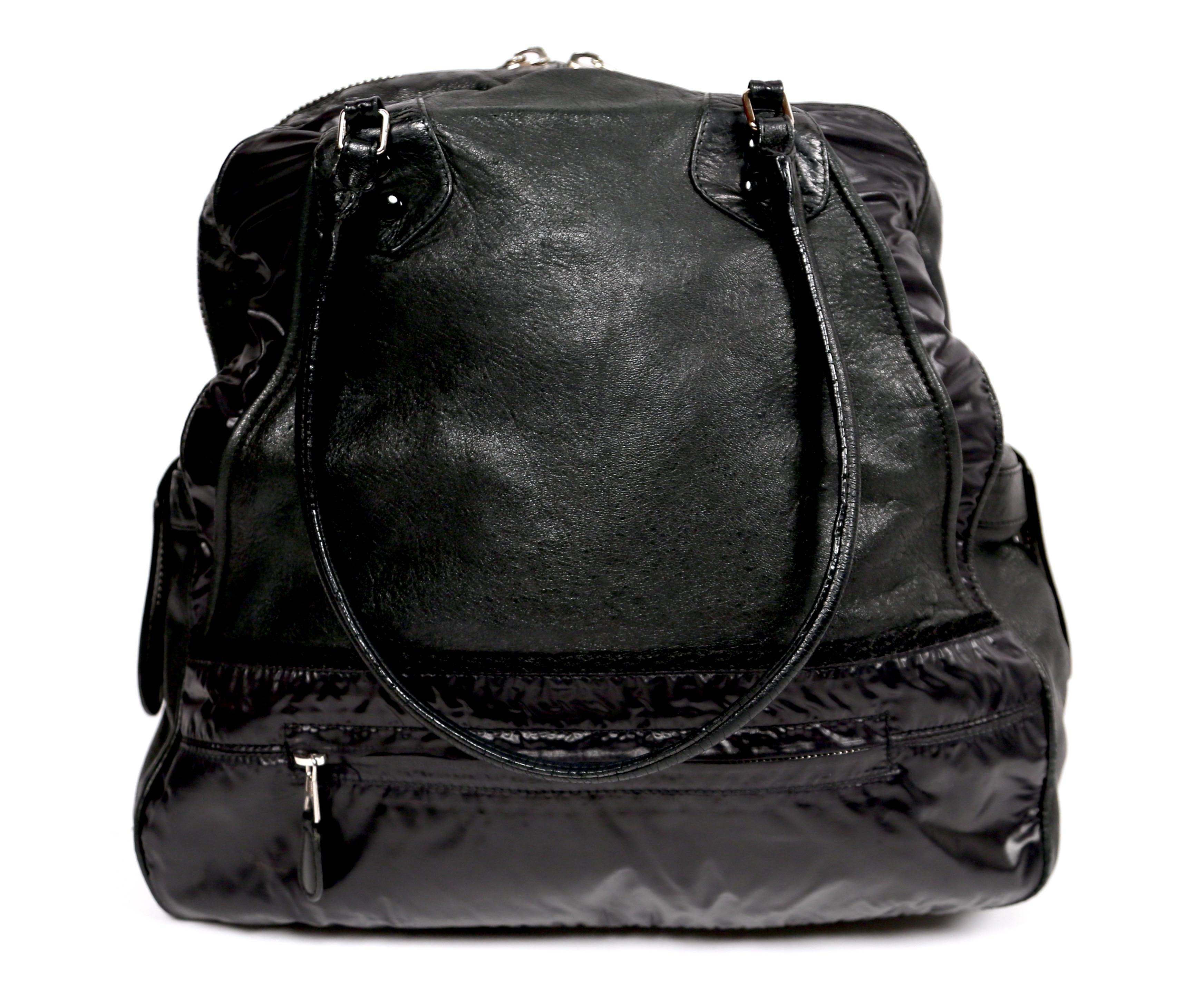 Nicolas Ghesquiere For Balenciaga Black Leather And Nylon Parachute Bag, 2003  In Good Condition In San Fransisco, CA