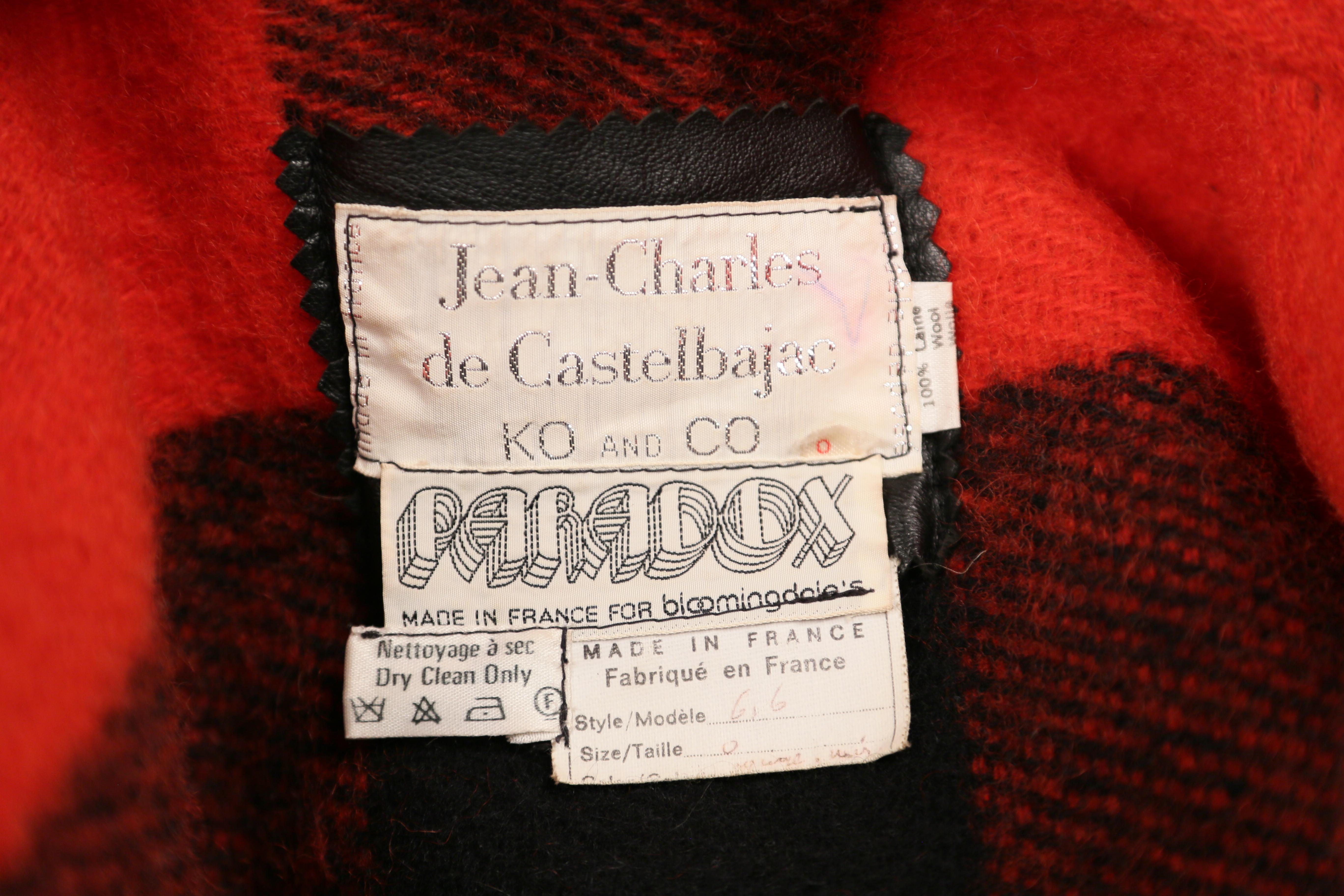 Black 1970's Jean-Charles de Castelbajac blanket jacket with leather detail