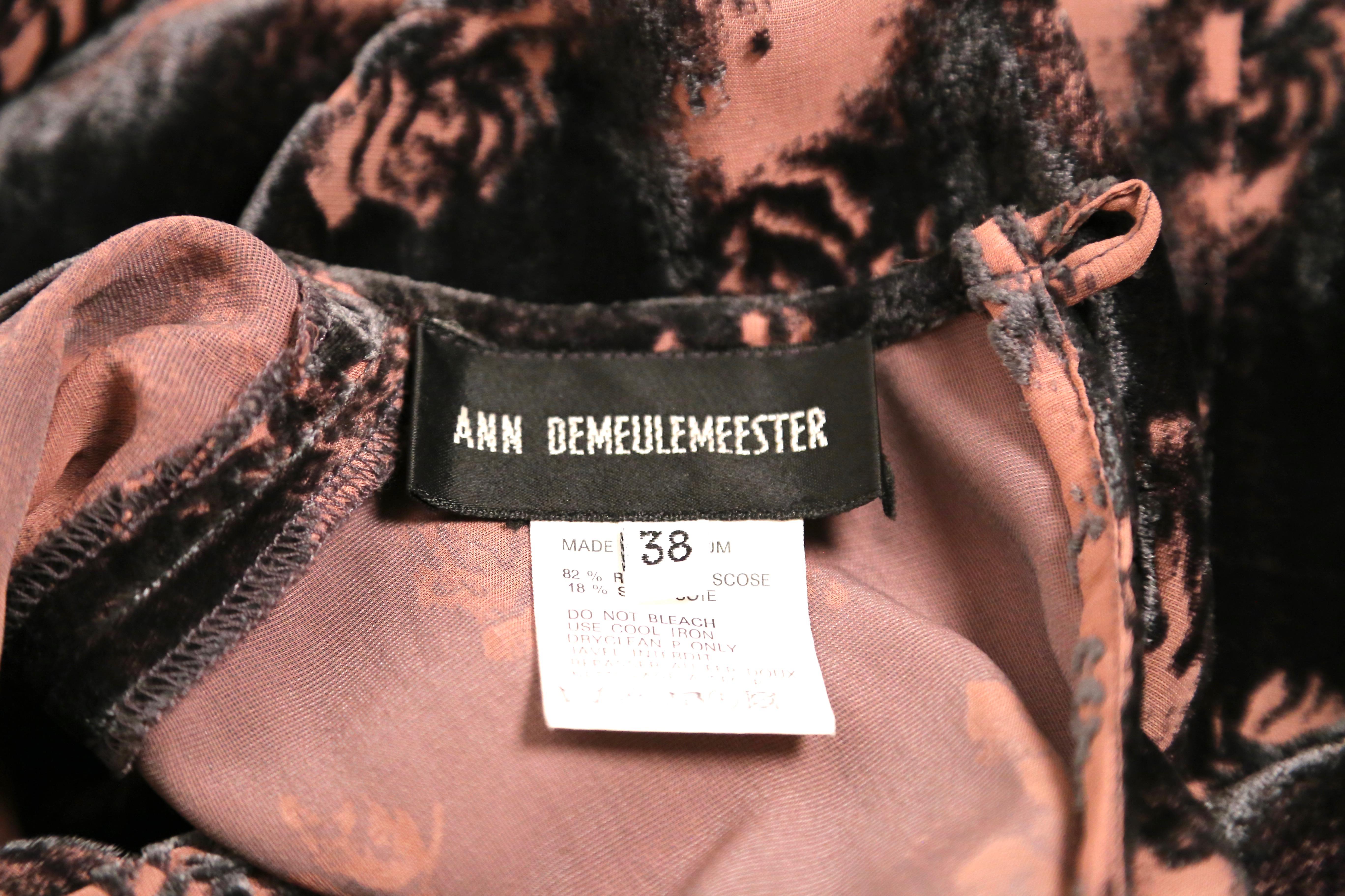 1994 ANN DEMEULEMEESTER pink and black velvet maxi dress In Good Condition For Sale In San Fransisco, CA