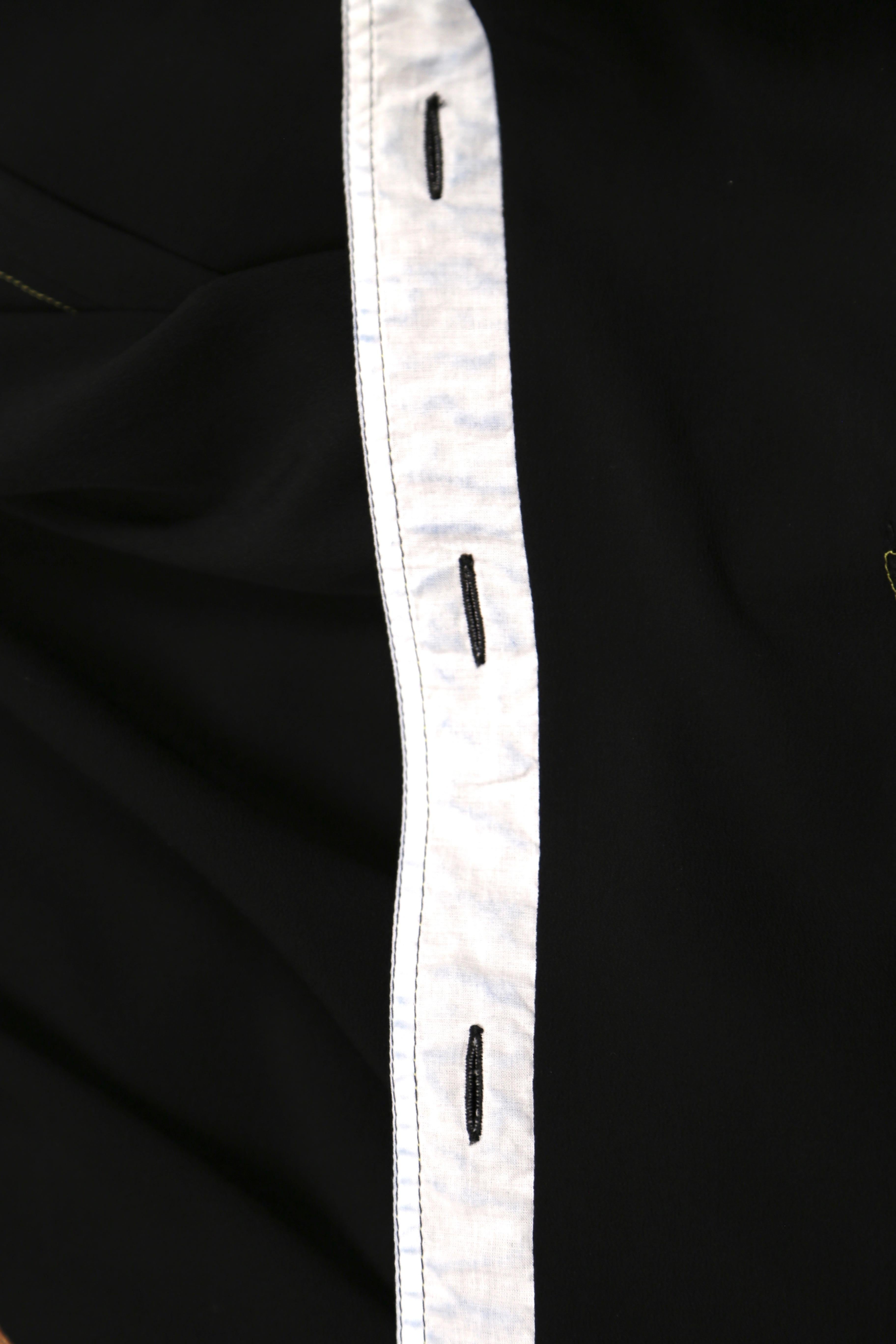 CELINE by PHOEBE PHILO black shirt with yellow topstitching and tortoise buttons In Good Condition In San Fransisco, CA