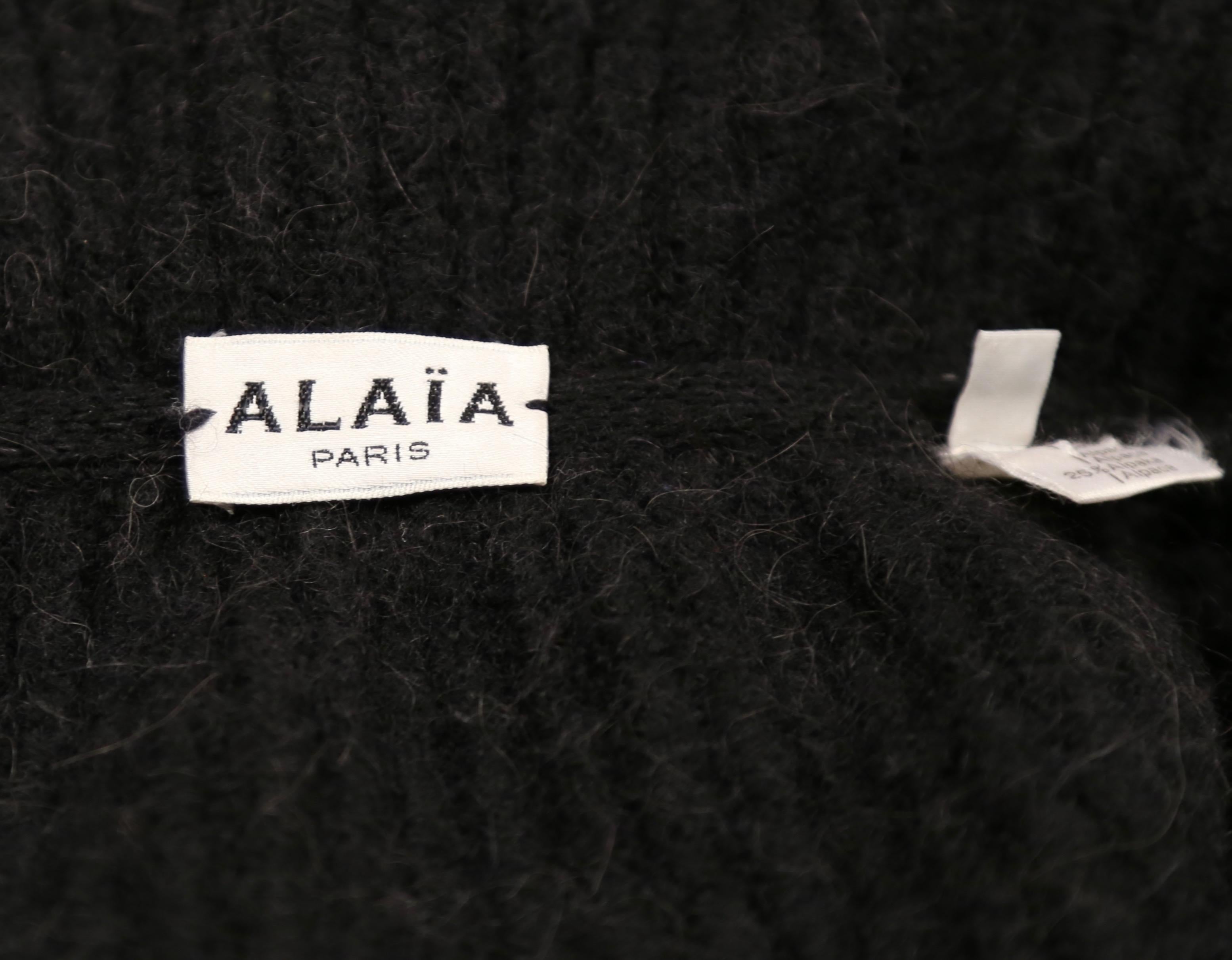 1985 AZZEDINE ALAIA cropped deep charcoal wool sweater jacket In Good Condition In San Fransisco, CA