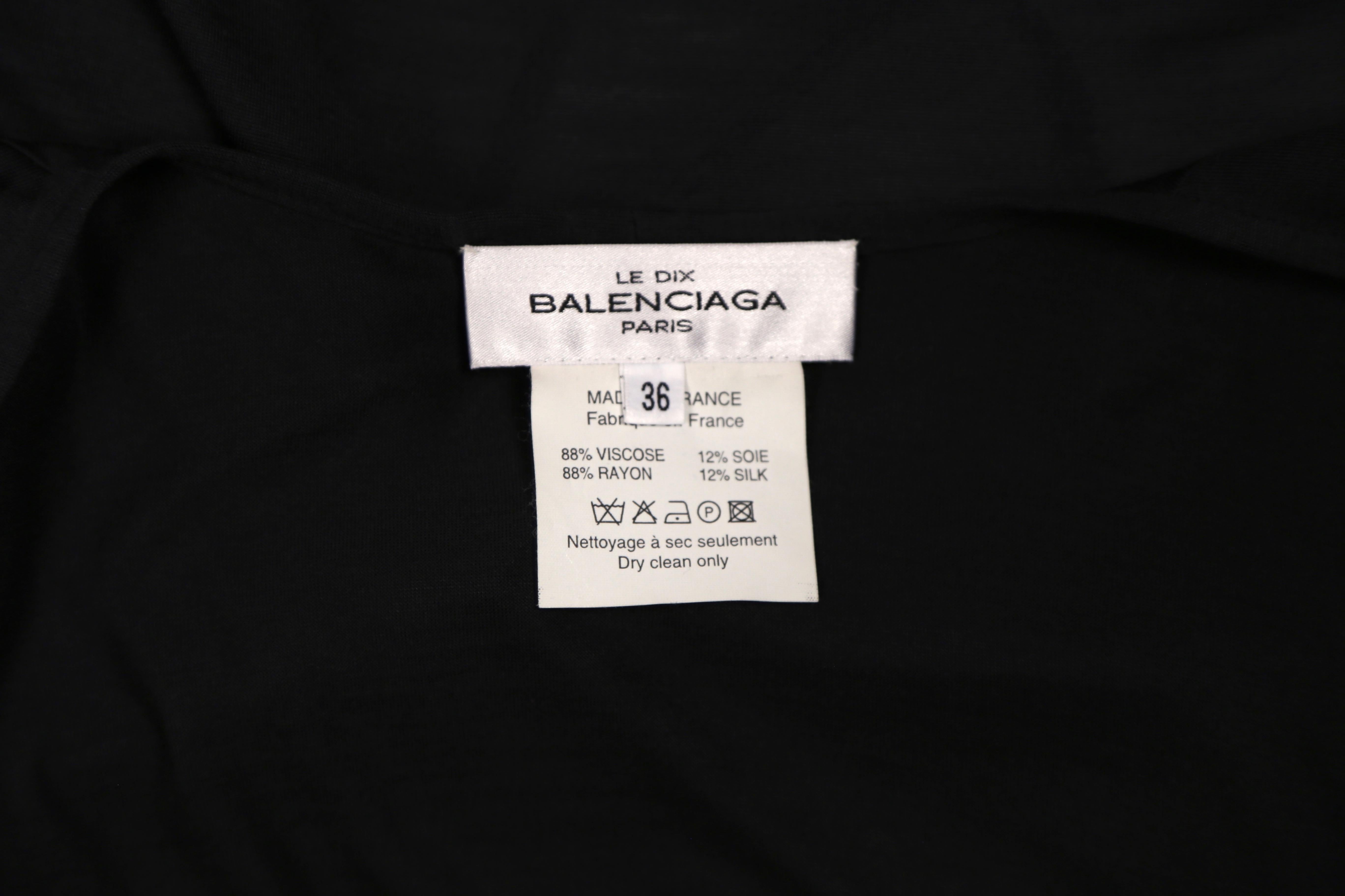 Women's or Men's 2000 BALENCIAGA le dix by NICOLAS GHESQUIERE black jersey wrap dress